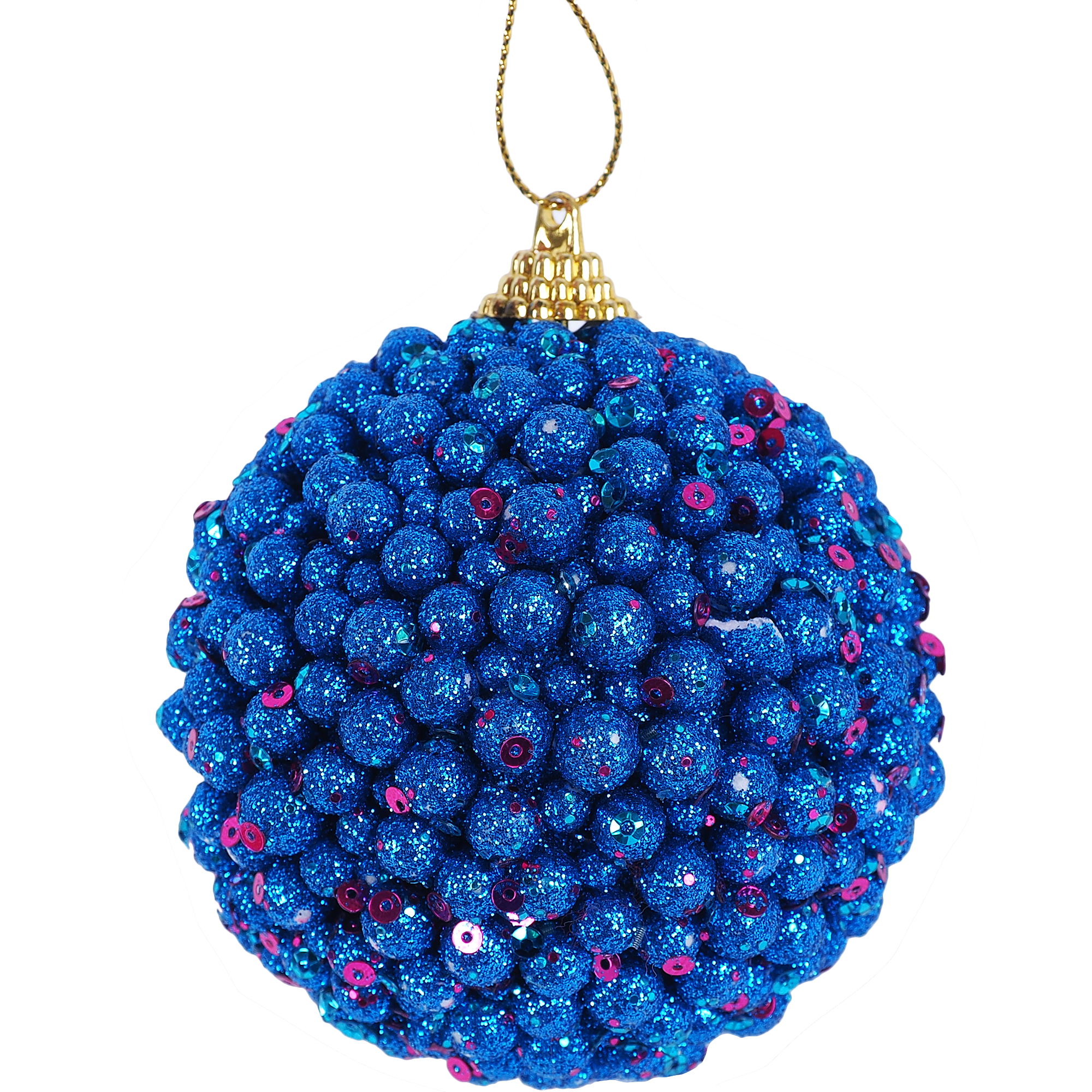 Изображение товара Шар ёлочный с разноцветными блёстками, 8 см