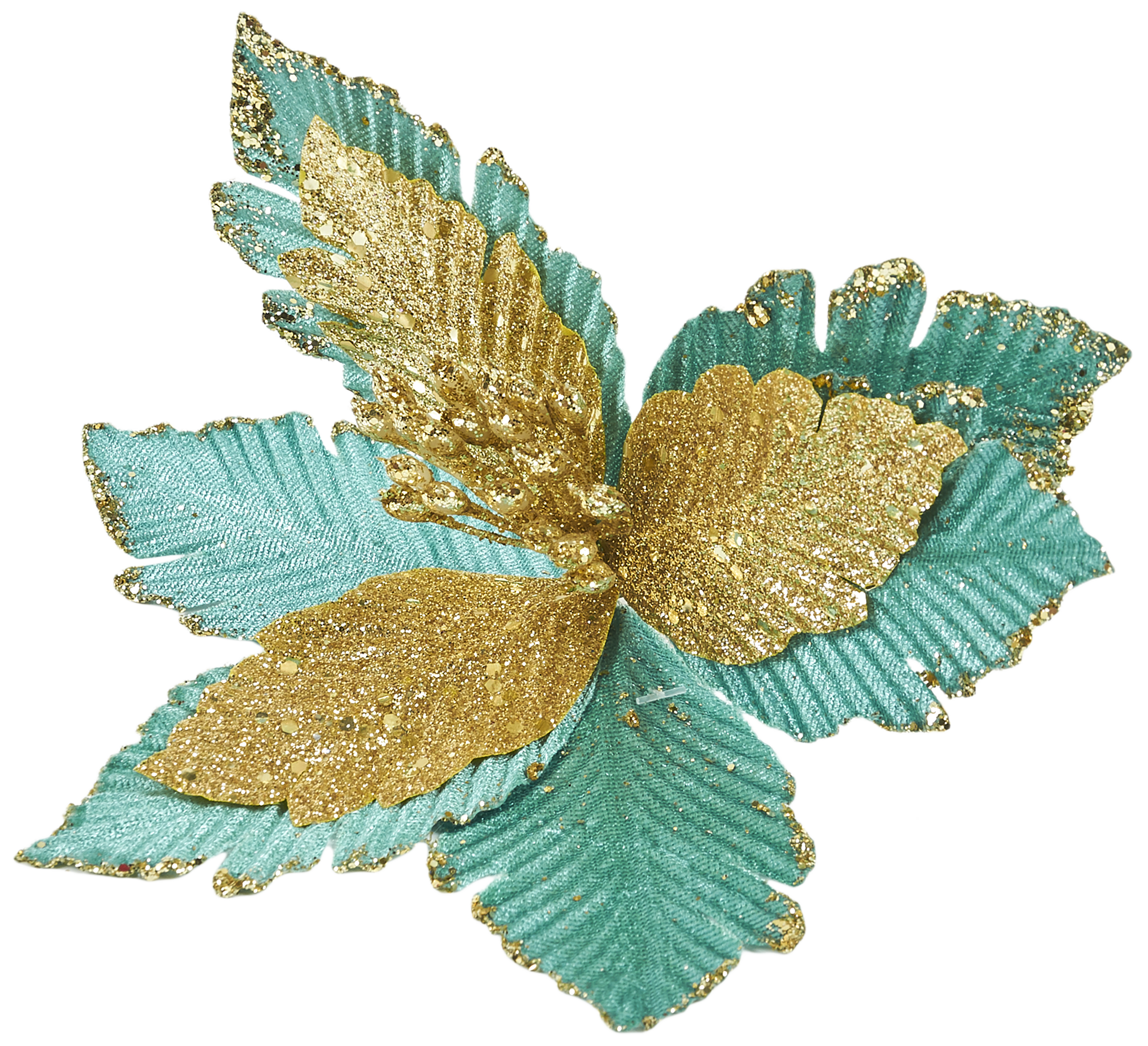 Изображение товара Украшение ёлочное «Цветок», 17 см, цвет бирюзовый/золотой