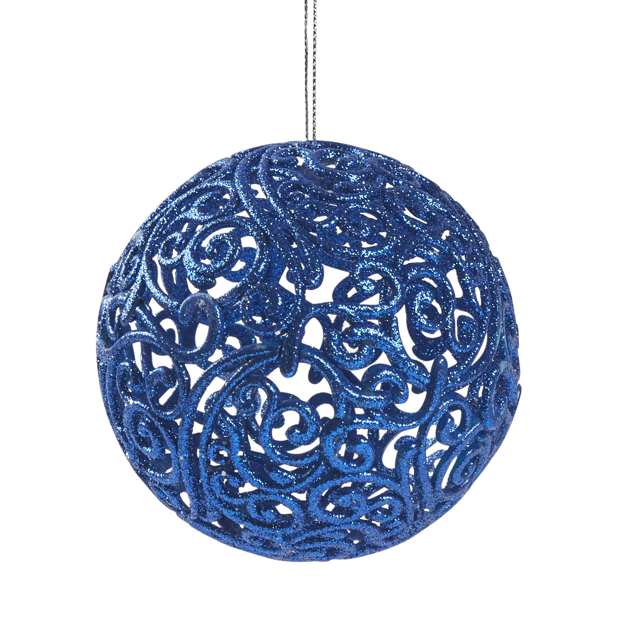Изображение товара Ёлочный шар "Ажурный" 10 см синий пластиковый новогодний украшение