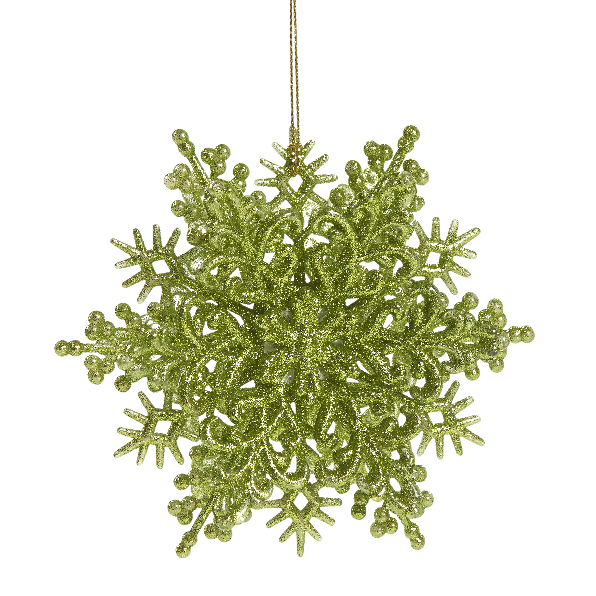 Изображение товара Новогоднее украшение снежинка классика салатовая 4 см пластиковое