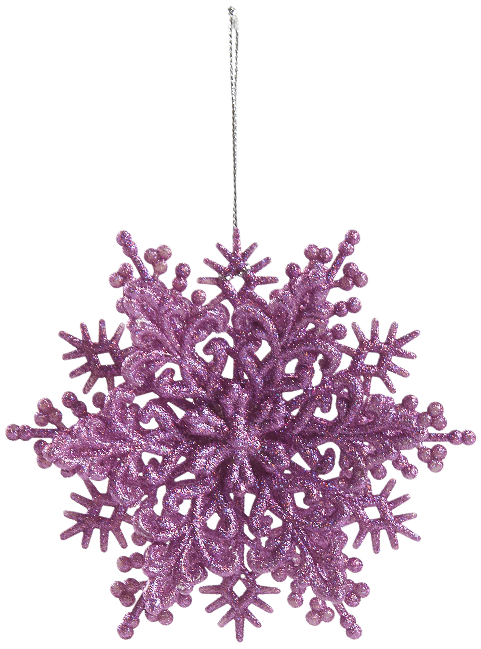 Изображение товара Новогоднее украшение снежинка классика 4 см розовое пластиковое