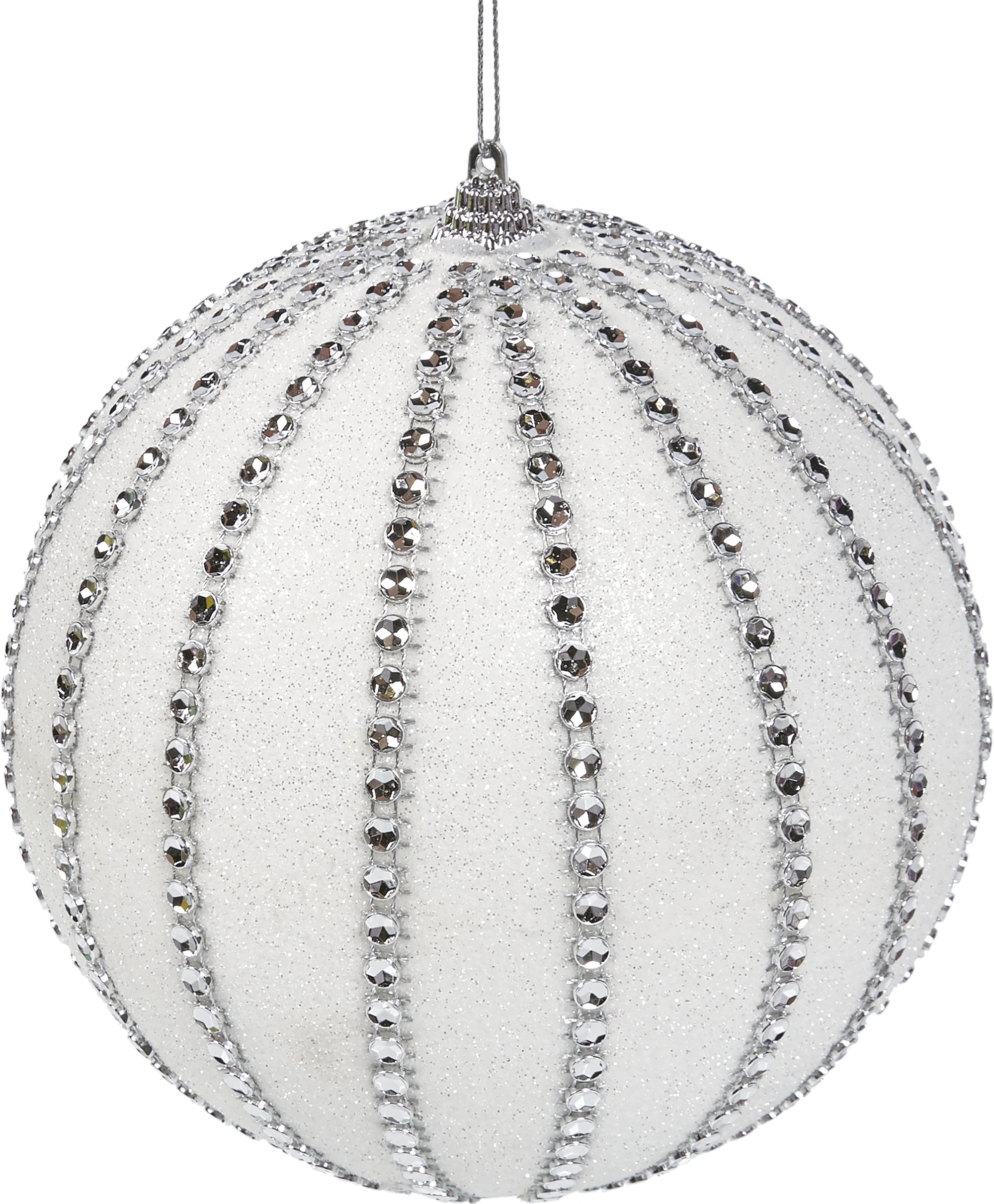 Изображение товара Ёлочный шар 15 см белый пластиковый с блестками для новогоднего декора