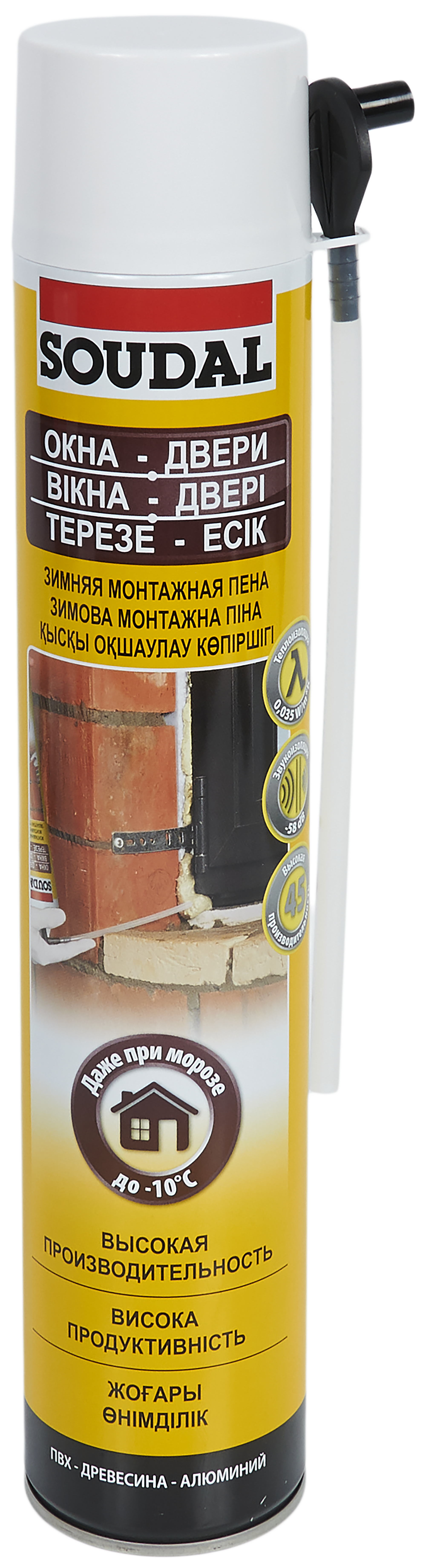 Изображение товара Пена монтажная бытовая Soudal для окон и дверей 45 зимняя 750 мл