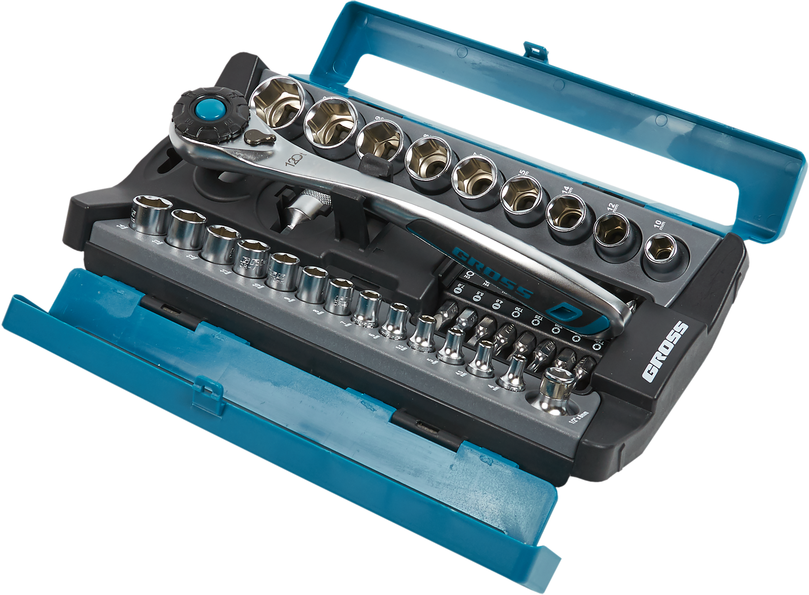Изображение товара Набор торцевых головок Gross 14143 1/2 и 1/4 дюйма 41 предмет высокого качества