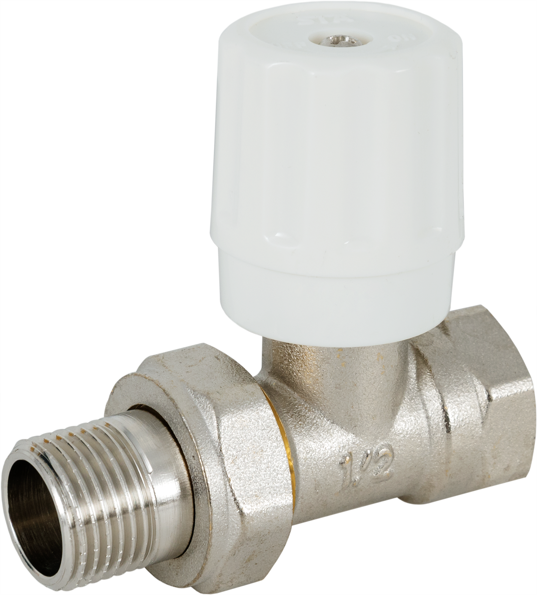 Изображение товара Вентиль регулирующий для радиатора 1/2" прямой из латуни с никелированным покрытием