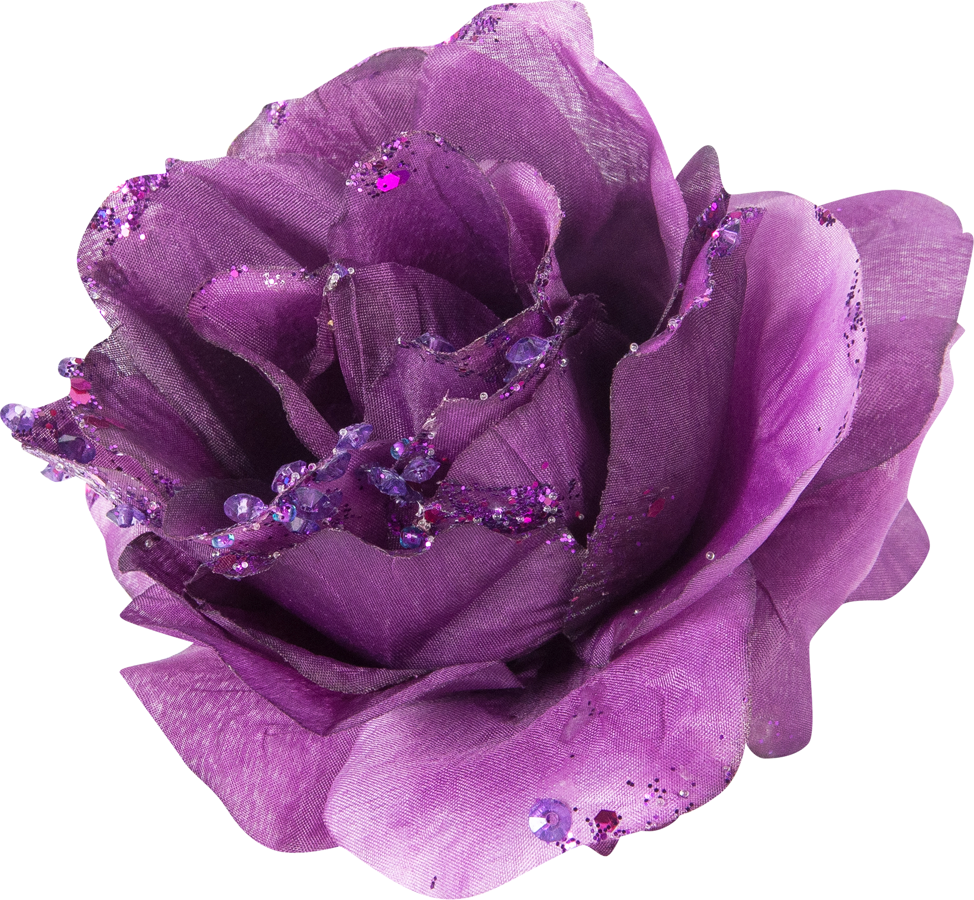 Изображение товара Новогоднее украшение Цветок с блёстками 8.5 см фиолетовое из полиэстера