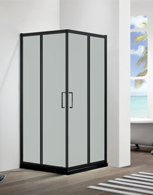 Душевой уголок Март Квадро Black квадратный 90x90 см черный профиль матовое стекло раздвижной - 5