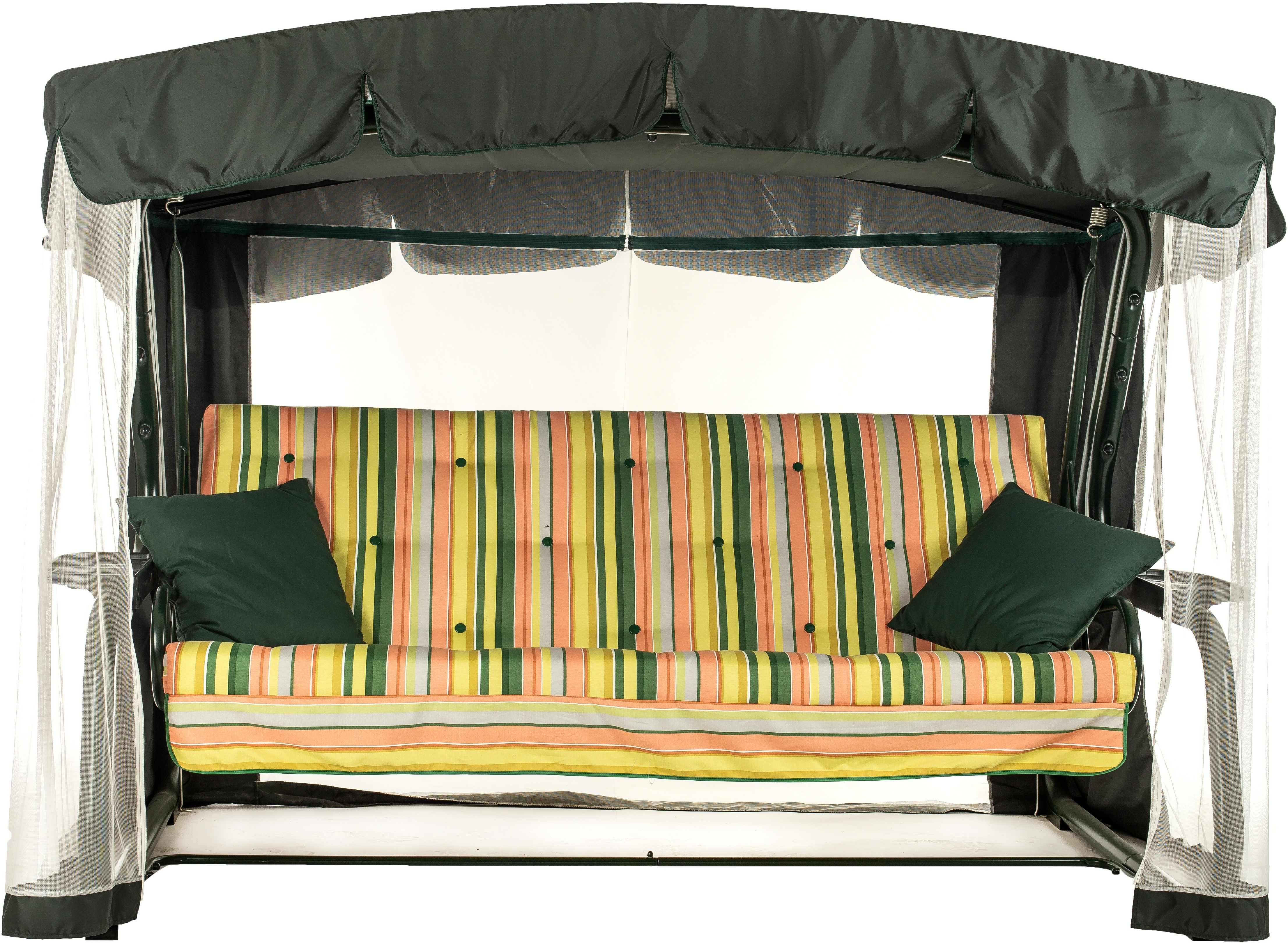 Изображение товара Качели садовые Саванна 4 места, до 320 кг, раскладная, зеленый/желтый