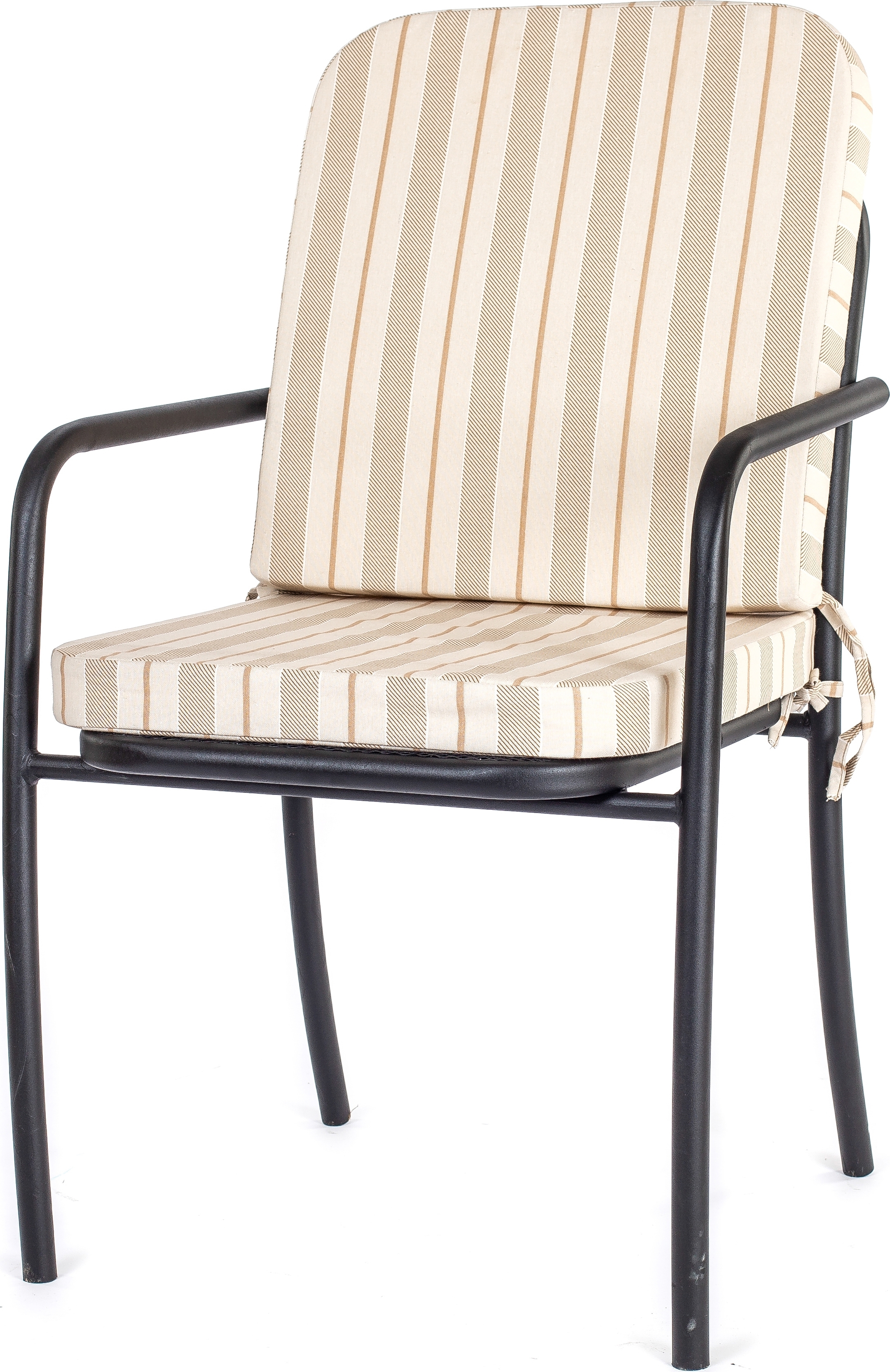 Изображение товара Кресло садовое Романс 63х54х92 см металл черный/бежевый в полоску