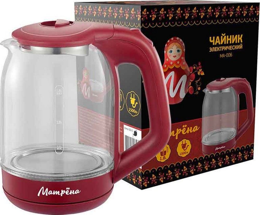Изображение товара Электрический чайник МАТРЁНА MA-006 1,8 л стекло автоматический выключатель