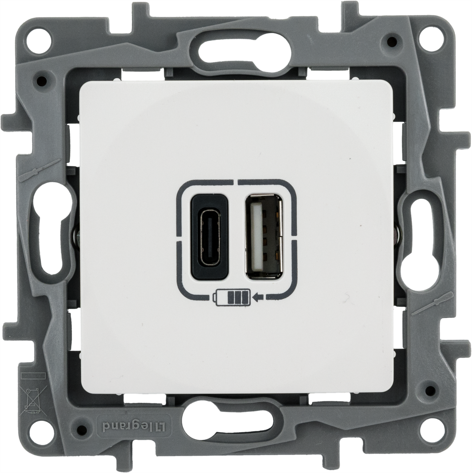 Зарядное устройство USB тип А / тип С - Legrand Etika - 3000мА 15Вт - белый