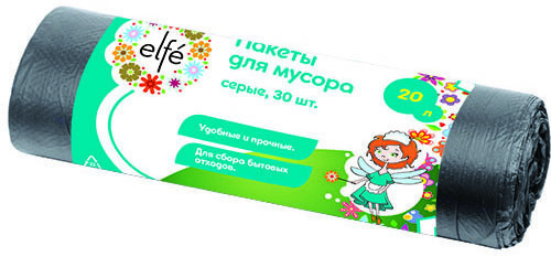 Изображение товара Пакеты для мусора 20 л, цвет серый, 30 шт. Изображение товара Пакеты для мусора 20 л, цвет серый, 30 шт.