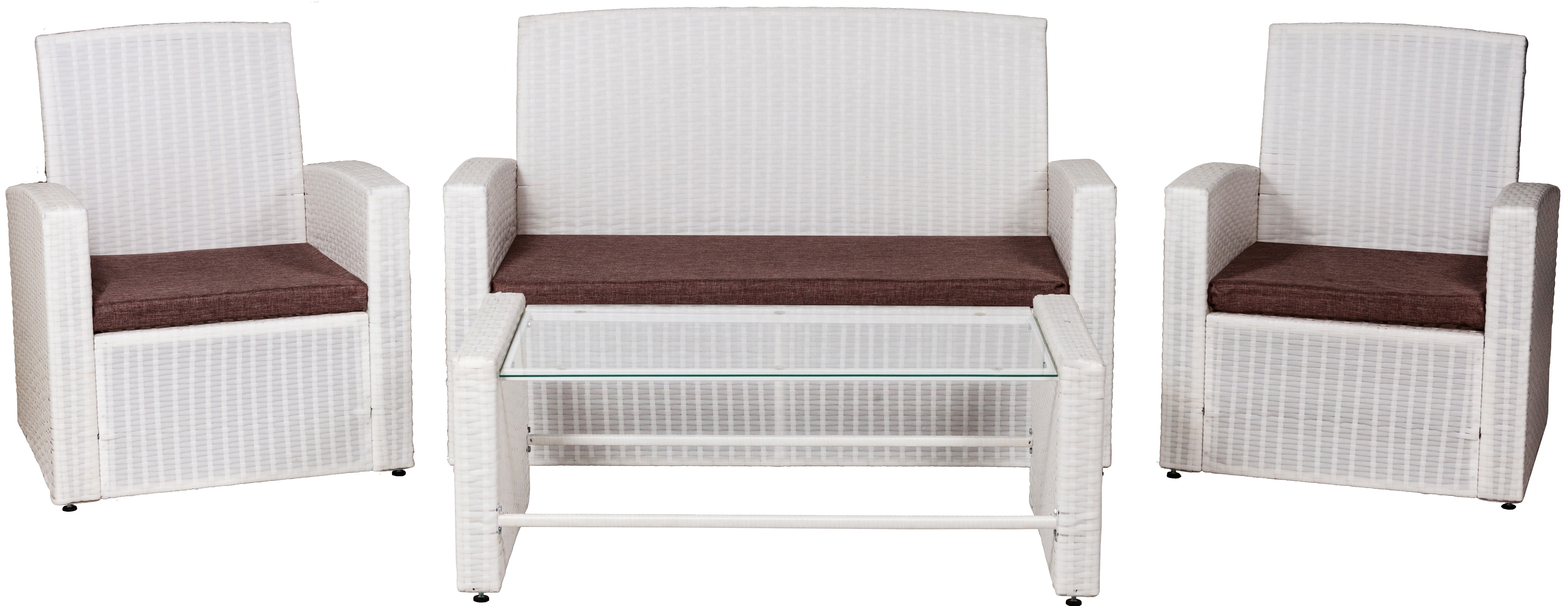 Изображение товара Набор садовой мебели Марокко из искусственного полиротанга белый и коричневый для отдыха на улице