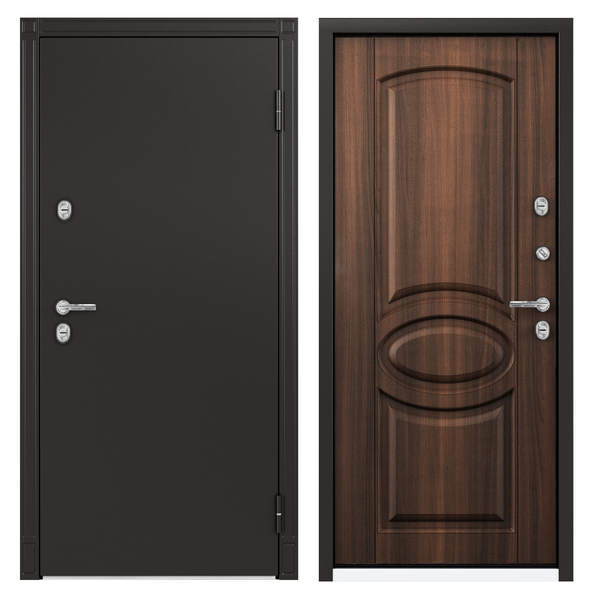 Изображение товара Дверь металлическая Термо С-2, 880 мм, правая, цвет лесной орех