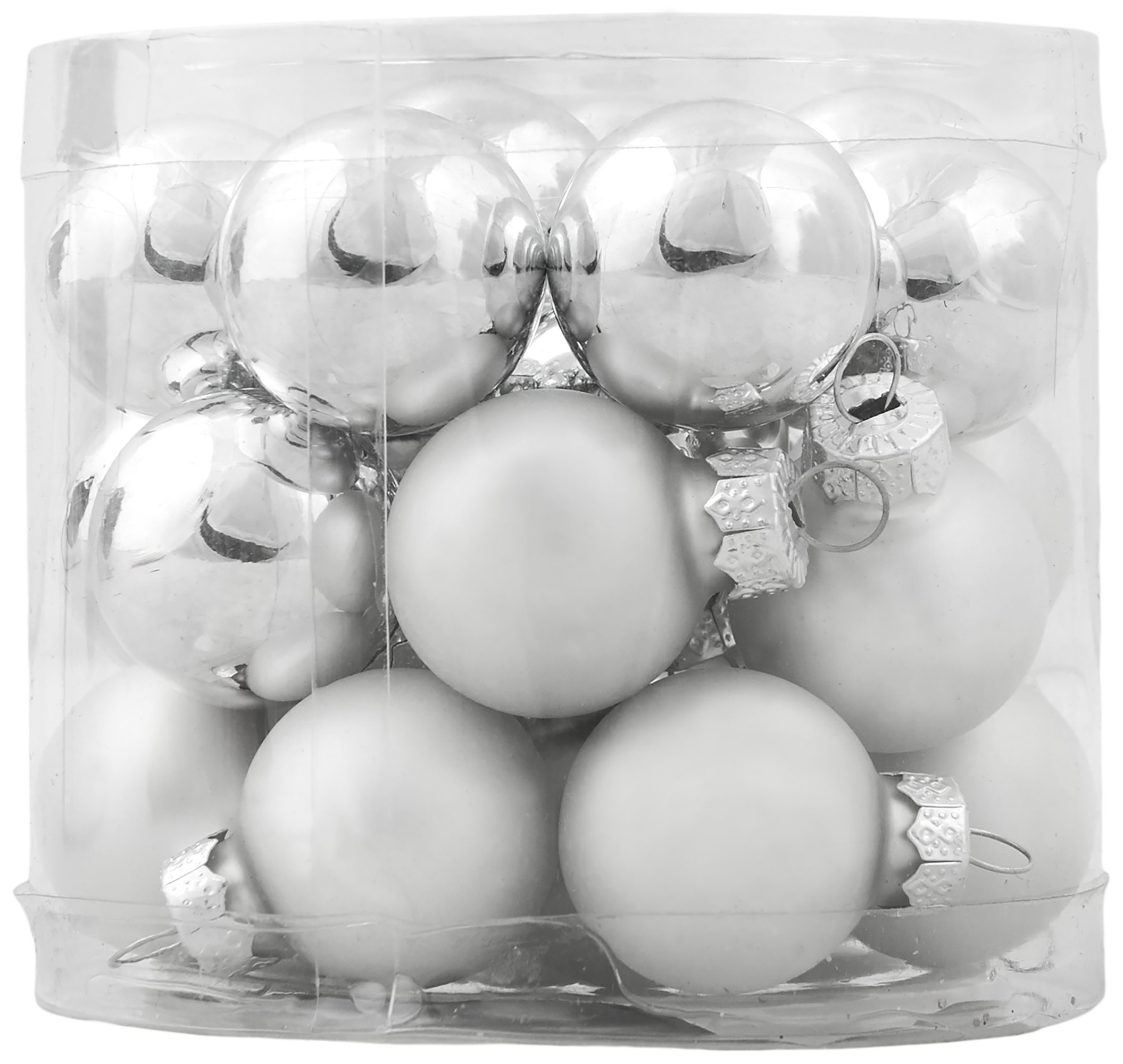Изображение товара Набор ёлочных шаров, 2.5 см, стекло, цвет серебряный, 24 шт.