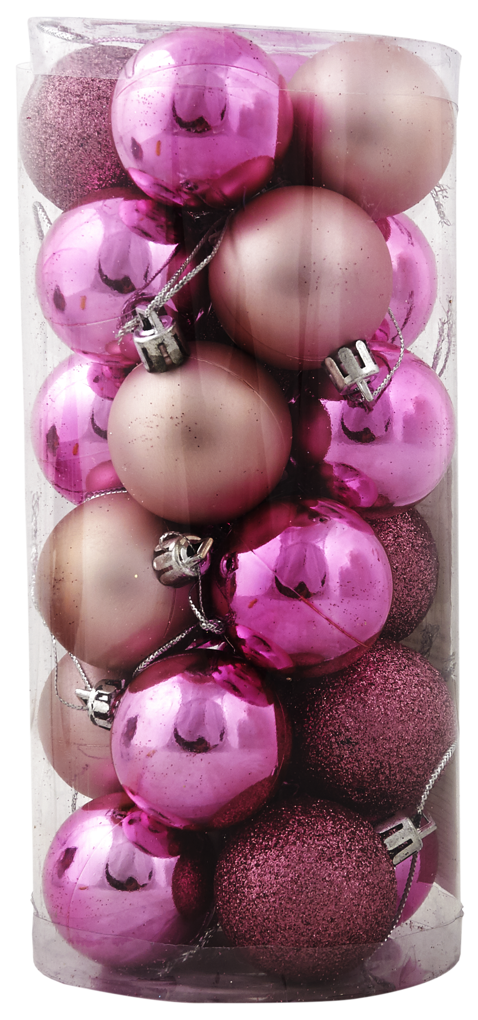 Изображение товара Набор ёлочных шаров 4 см розовые 24 шт для праздничного декора