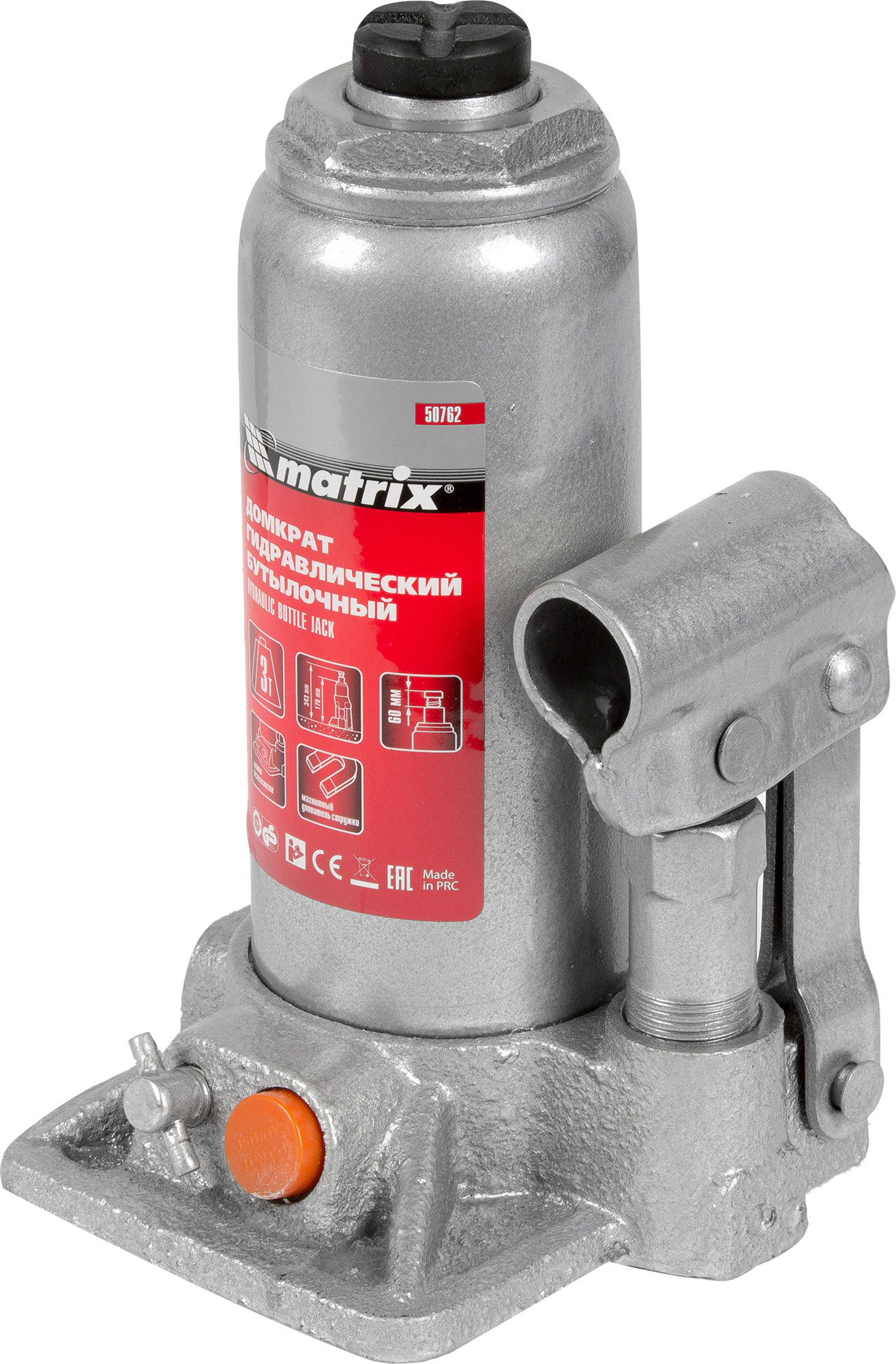 Домкрат бутылочный гидравлический Matrix 50782 до 3 т, 178-343 мм