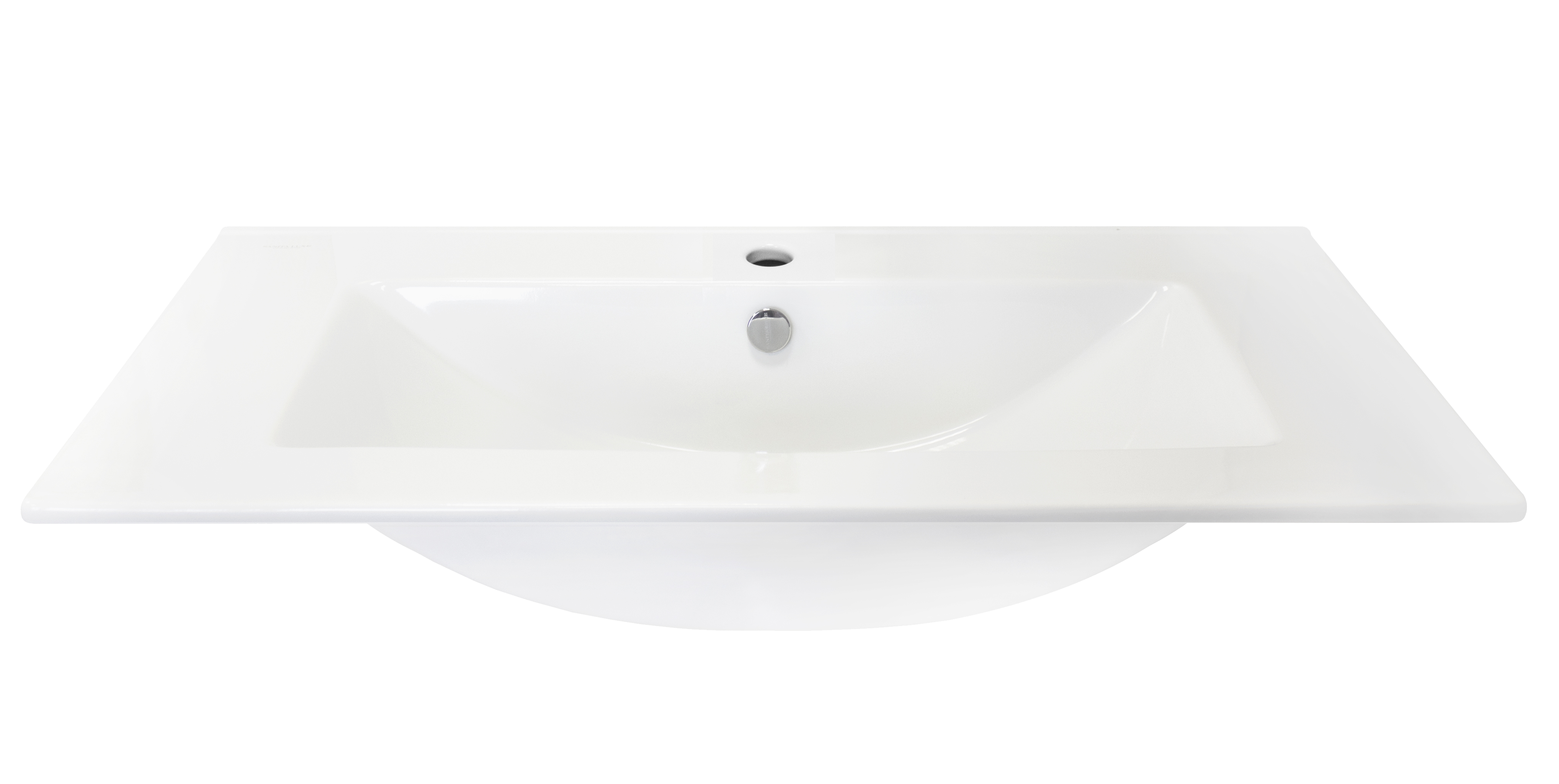 Изображение товара Раковина SANITA LUXE Quadro 90 из фарфора, прямоугольная, белая, глянцевая