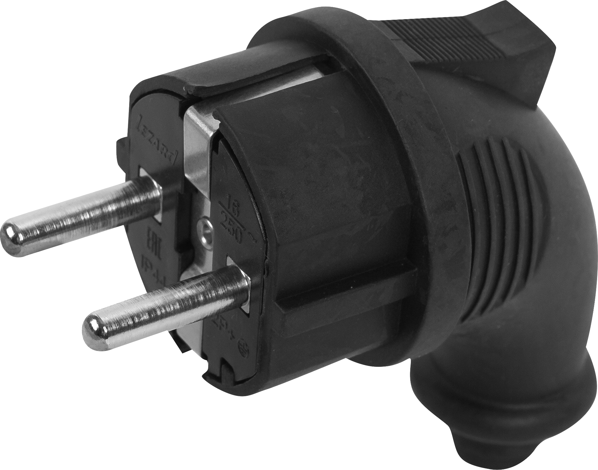 Изображение товара Вилка с заземлением изогнутая каучуковая 16А IP44