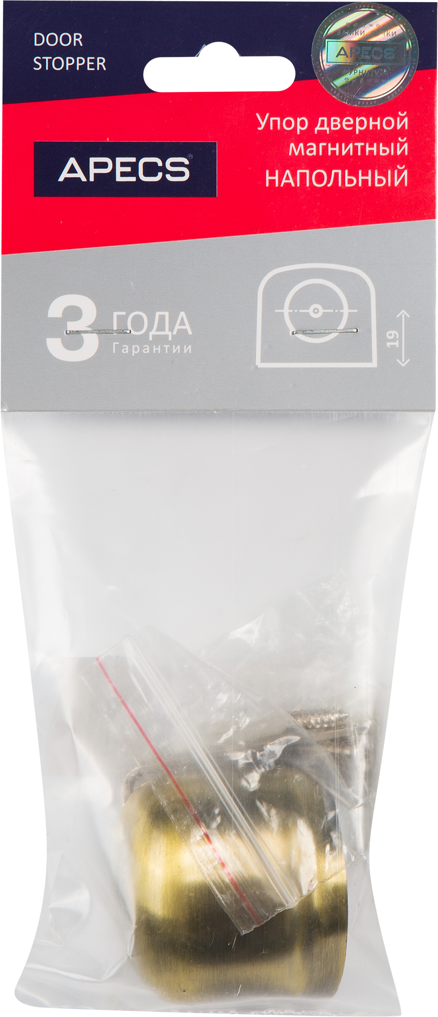 Стопор дверной Apecs DS-2751 с винтовым креплением ЦАМ цвет бронза - 2