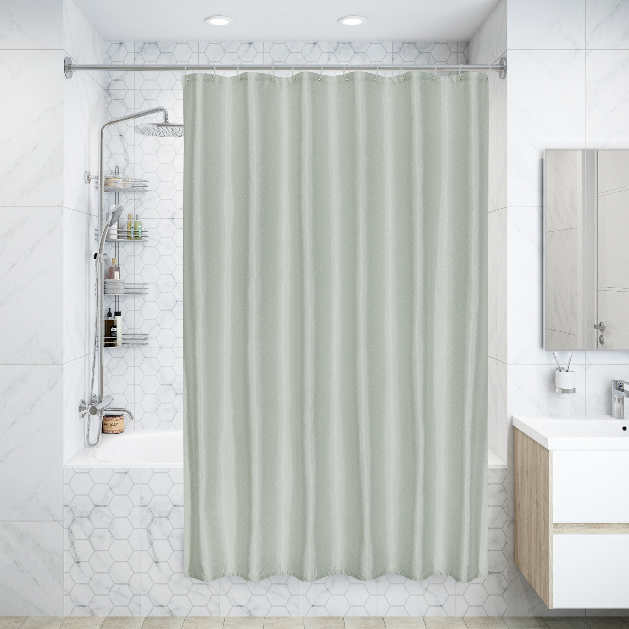 Изображение товара Штора для ванной Fixsen Forest 180x200 см серебристая