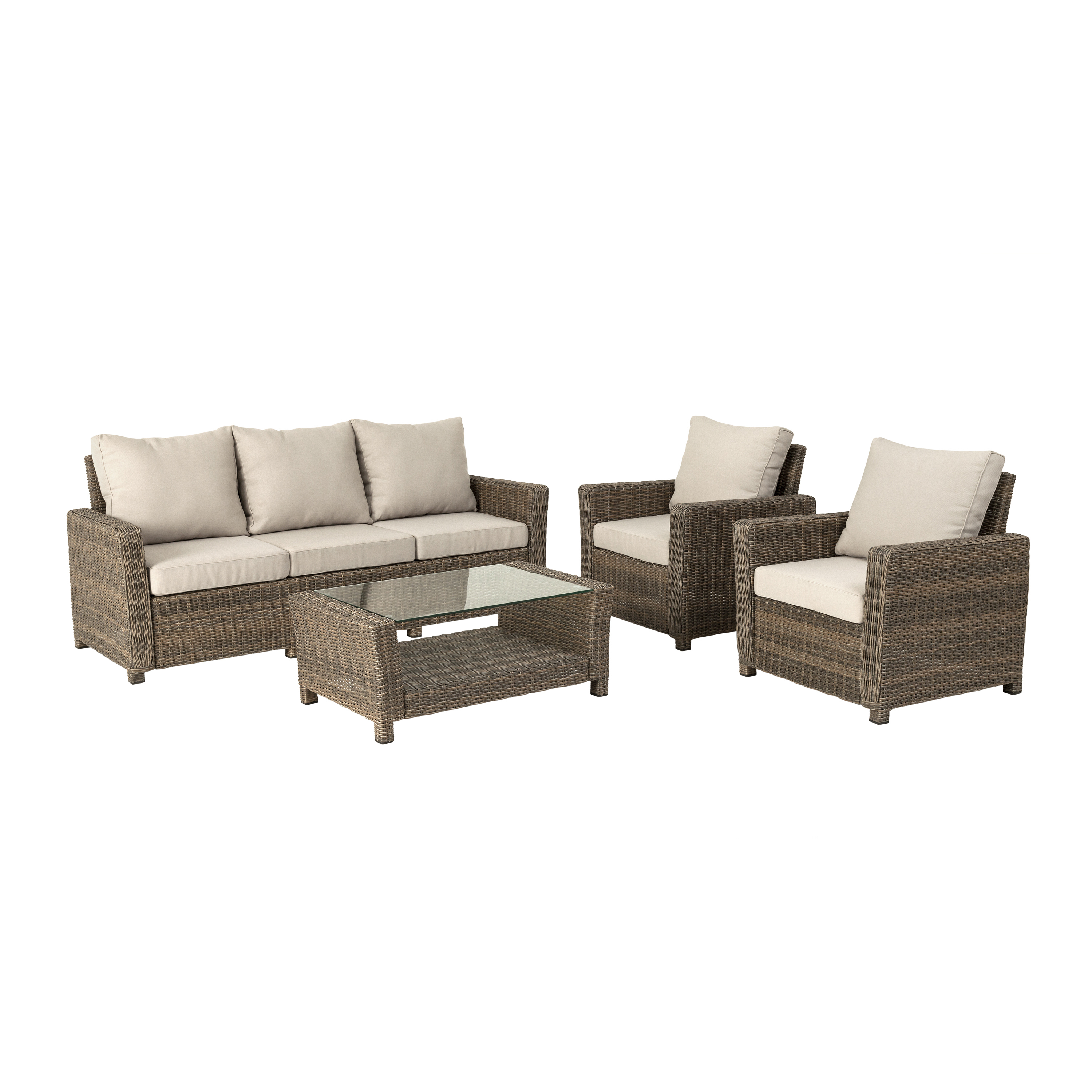 Изображение товара Набор садовой мебели Naterial полиротанг светло-коричневый: стол, диван и 2 кресла