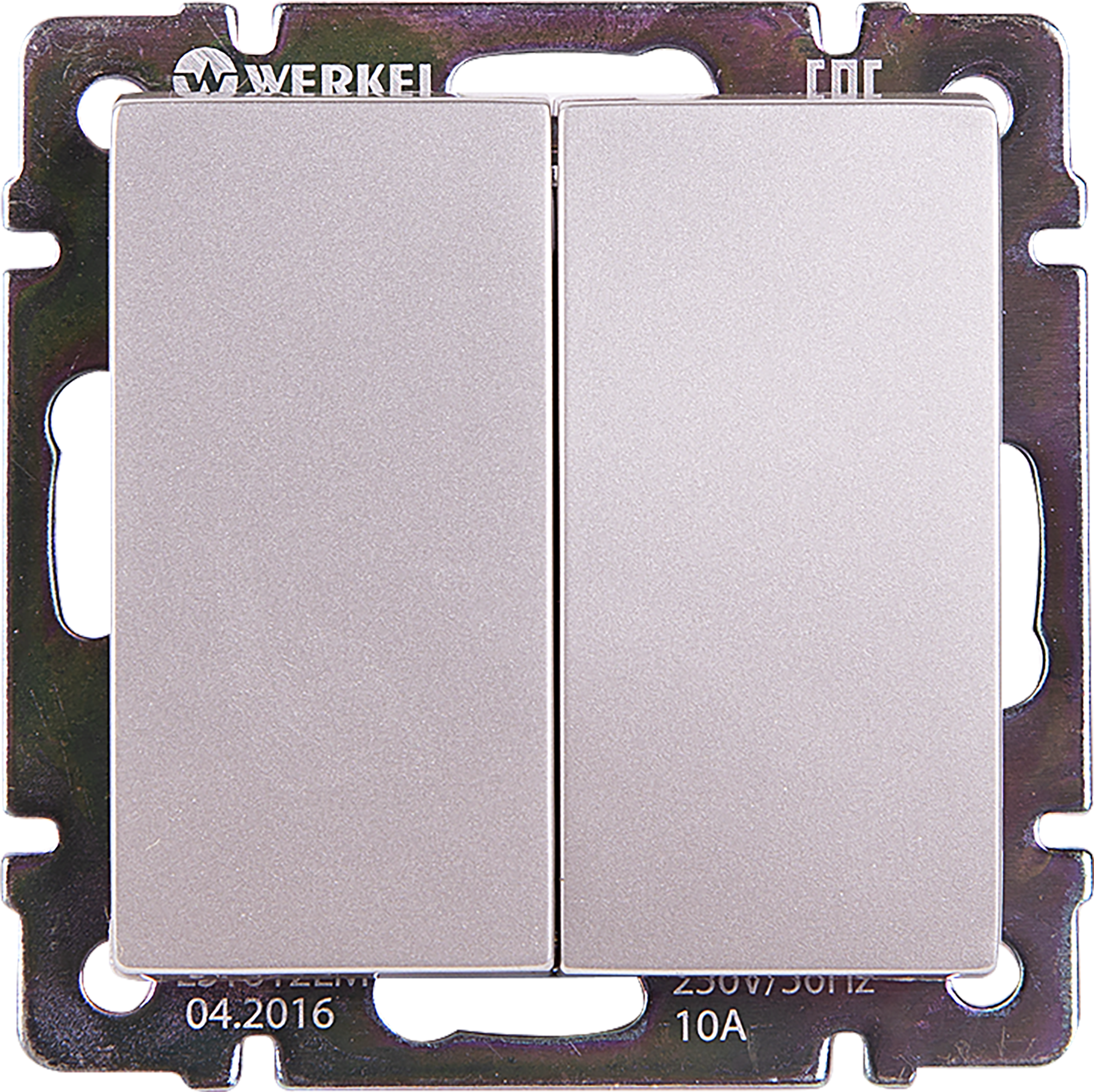 Изображение товара WERKEL проходной двухклавишный серебристый встроенный 250В 10A IP20