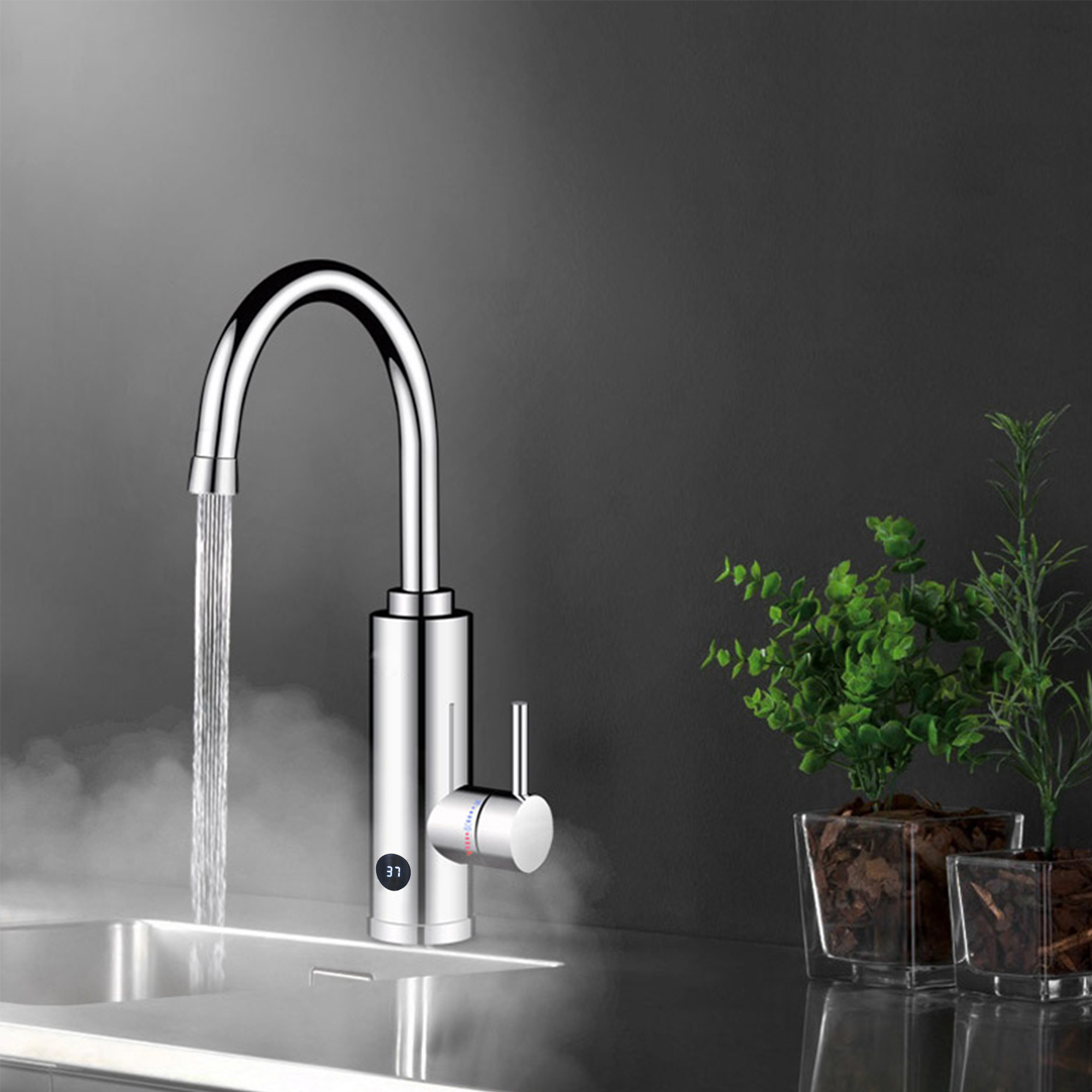 Проточный водонагреватель электрический Oasis KP-S 3.3 кВт серый с краном - 7