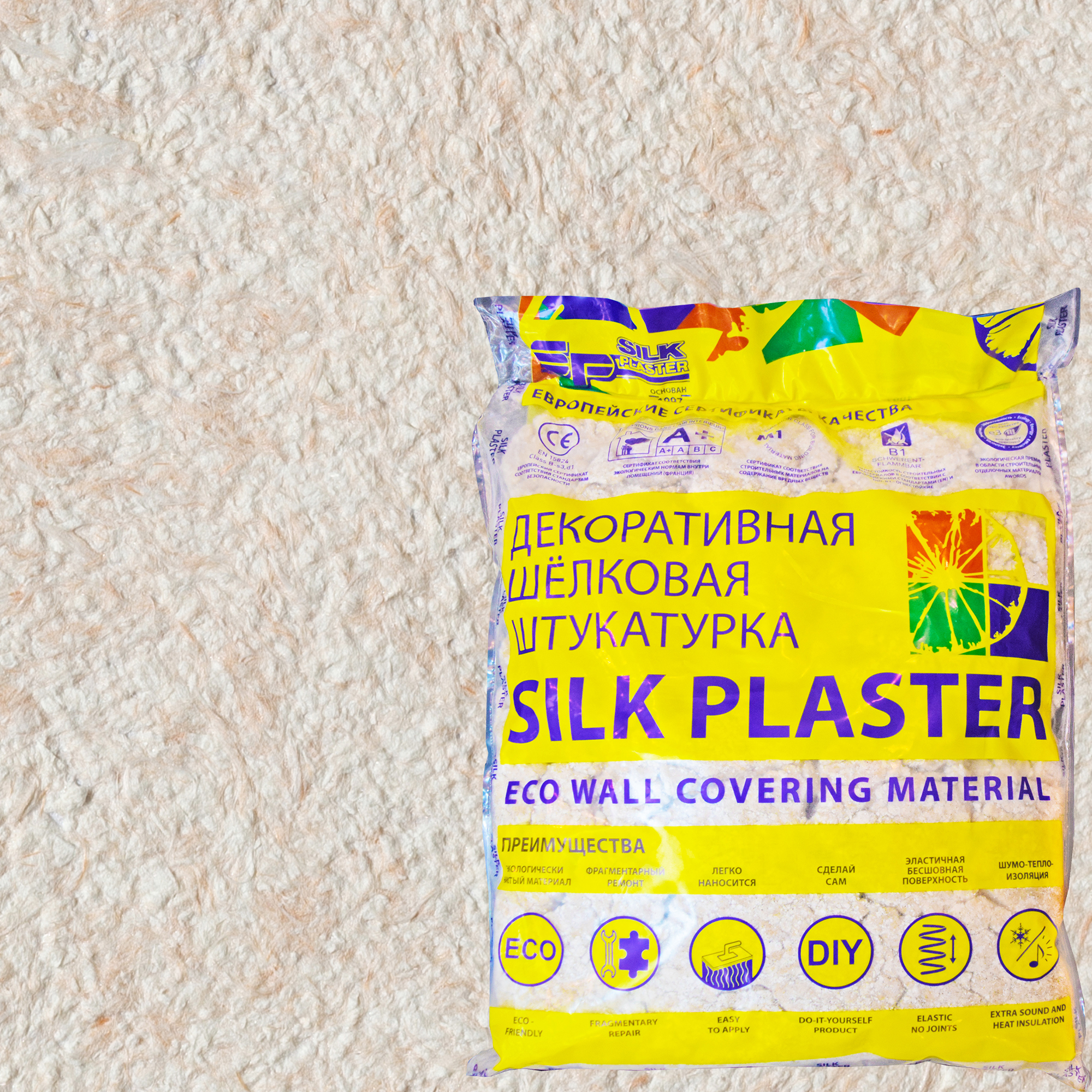 Изображение товара Жидкие обои Silk Plaster Оптима 058 1 кг цвет оранжевый/белый