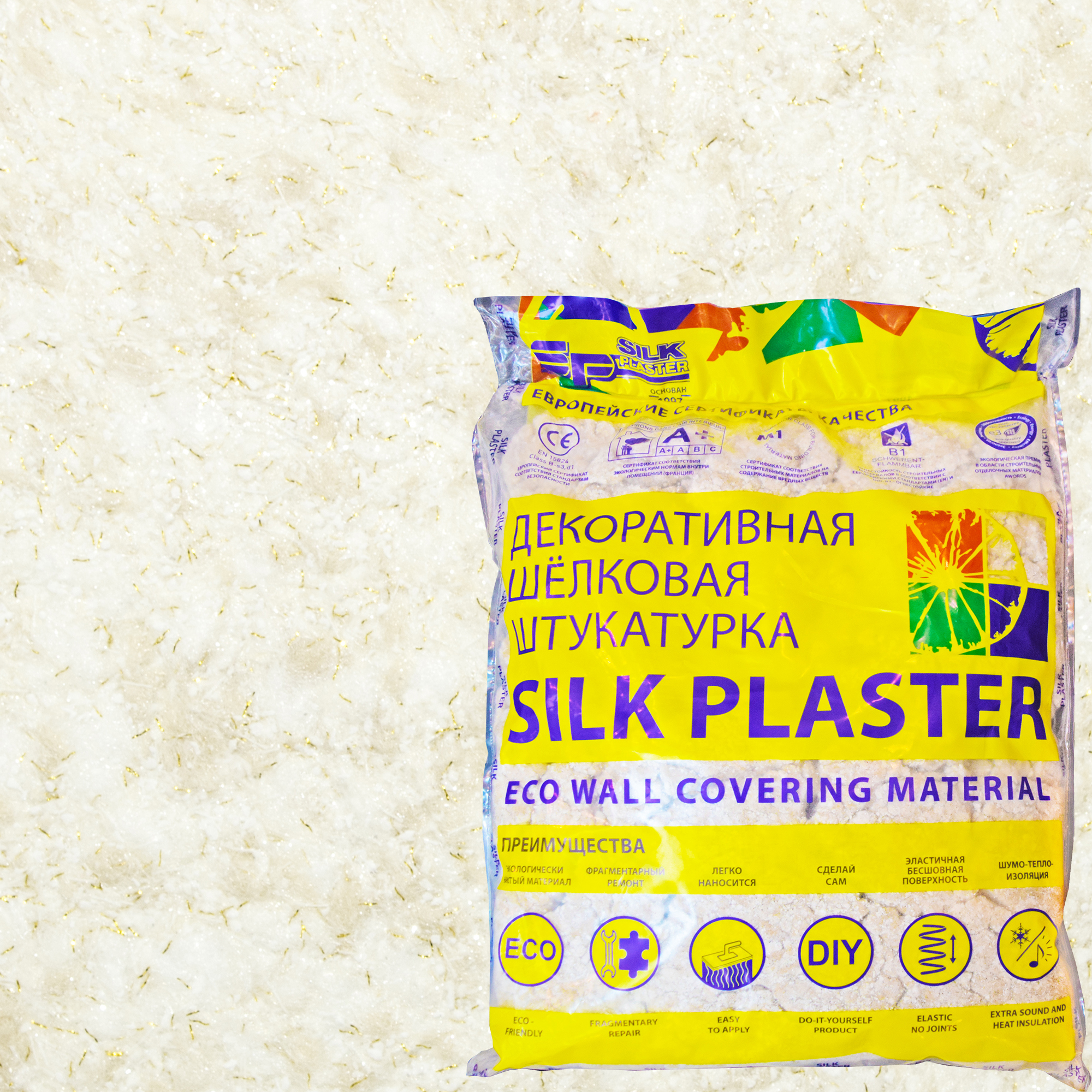 Изображение товара Жидкие обои Silk Plaster Эко Лайн 765 0.8 кг цвет жёлтый
