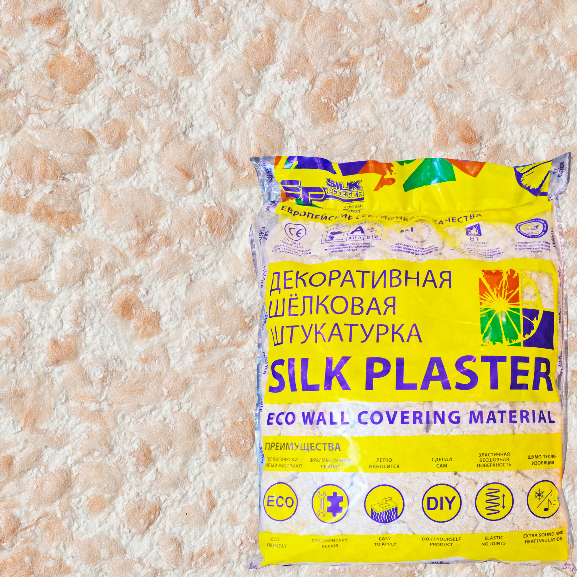Изображение товара Жидкие обои Silk Plaster Рельеф 327 0.9 кг цвет персиковый