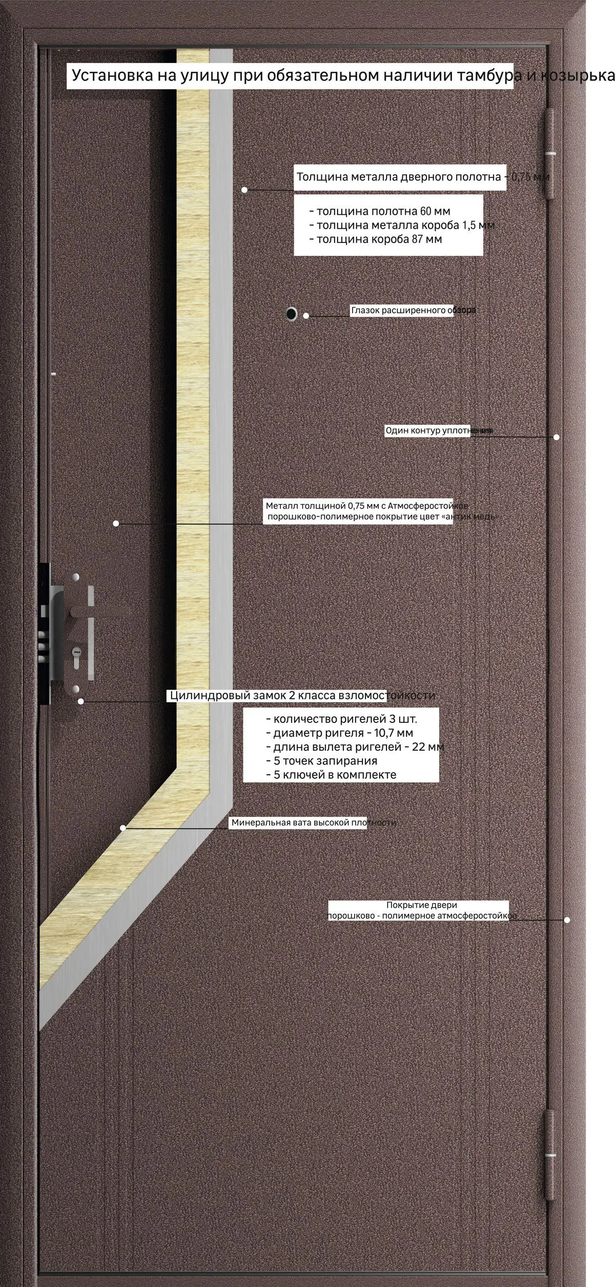 Дверь входная металлическая Doorhan Эко 88x205 см левая цвет антик медь - 9
