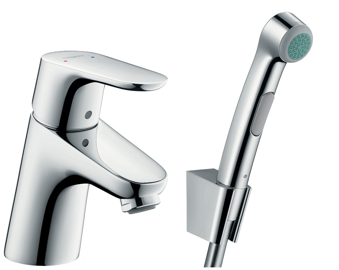 Изображение товара Смеситель для раковины Hansgrohe Focus E2 однорычажный с гигиеническим душем цвет хром