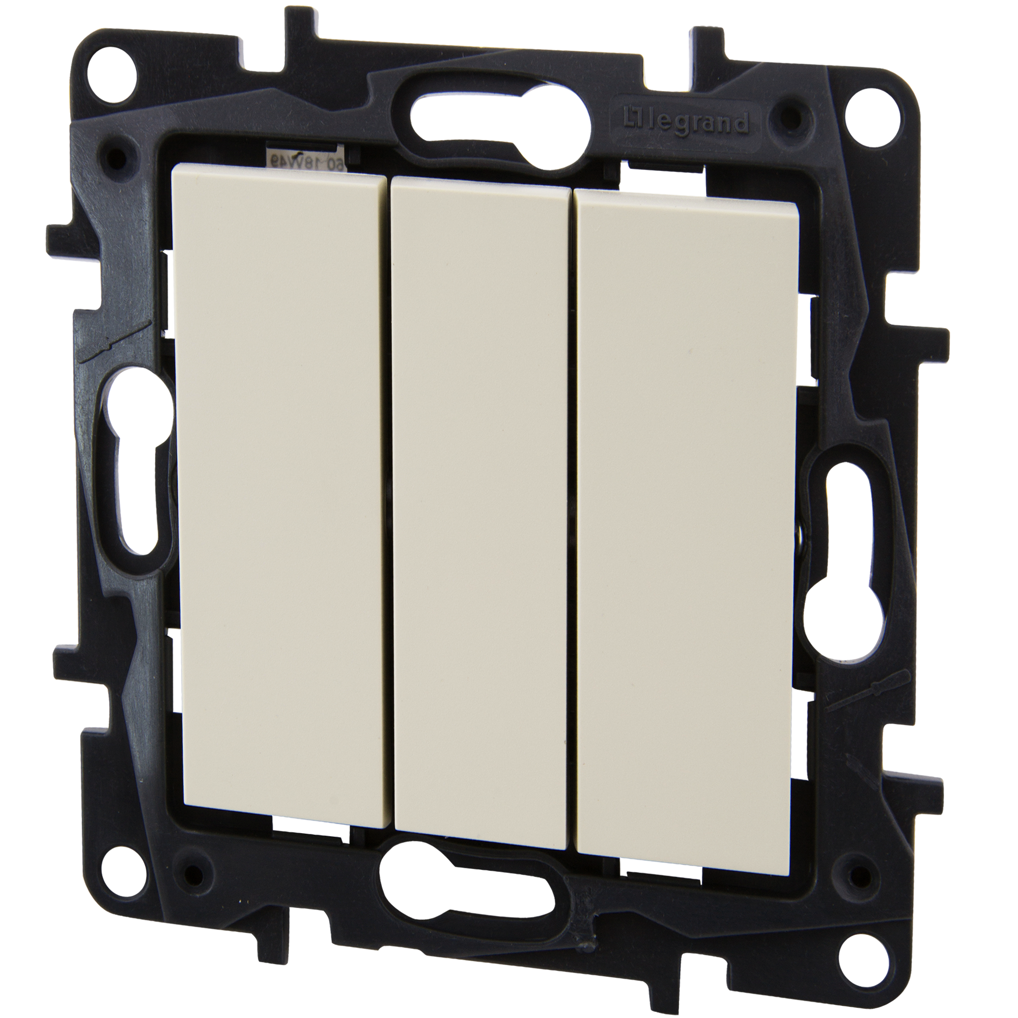 Выключатель трёхклавишный - Legrand Structura - 10А 250В винтовые зажимы - слоновая кость