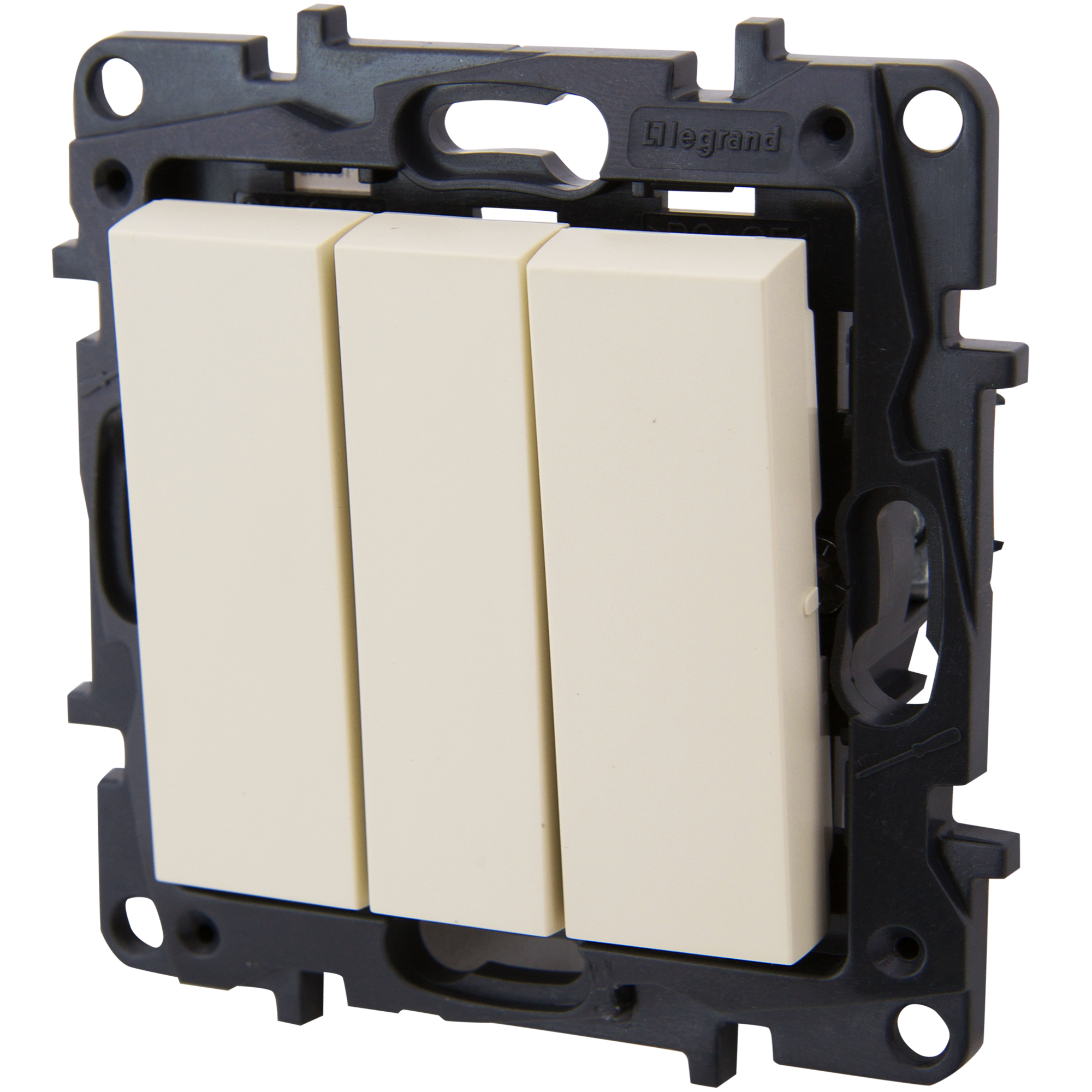 Выключатель трёхклавишный - Legrand Structura - 10А 250В винтовые зажимы - слоновая кость - 2