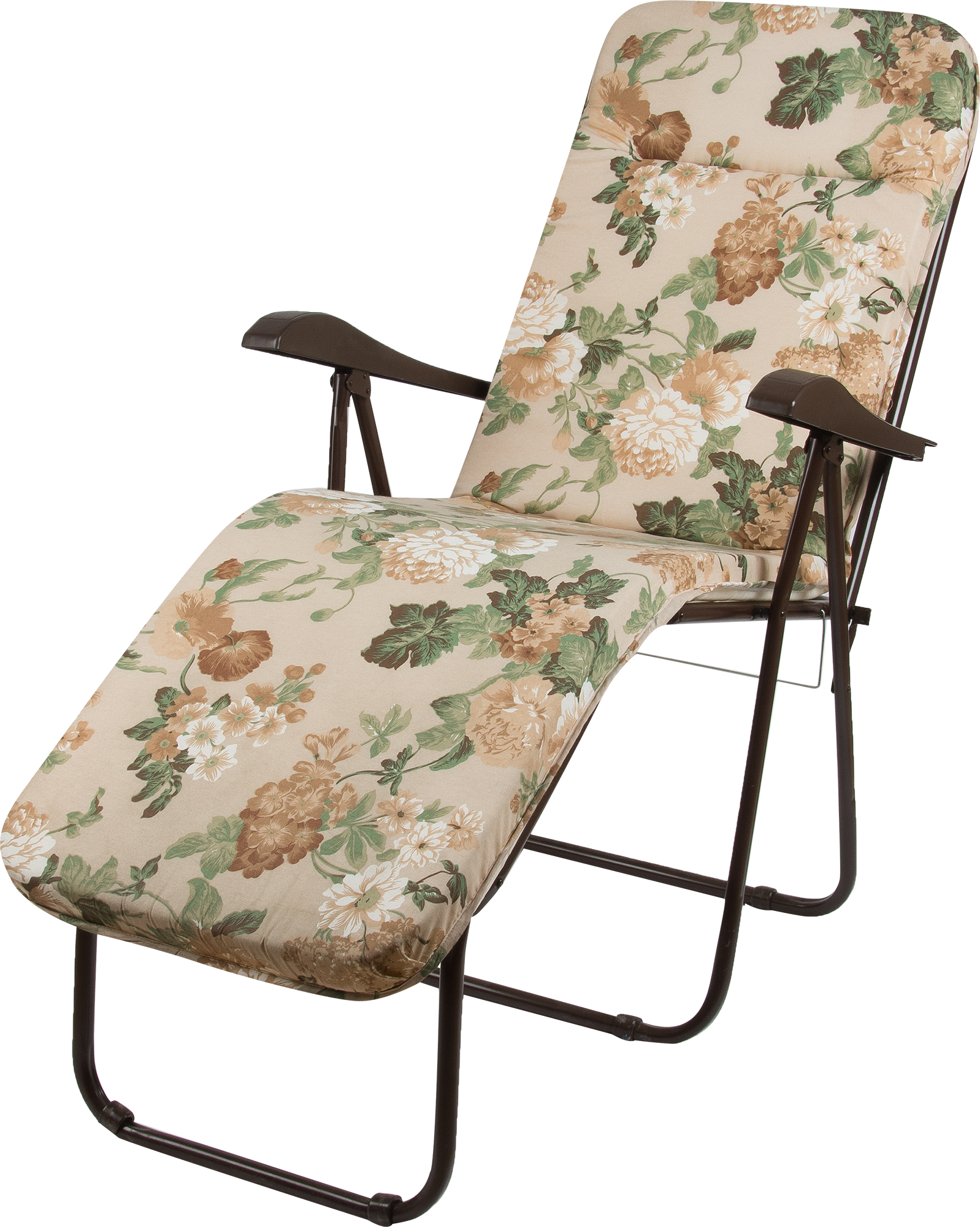 Изображение товара Кресло-шезлонг Ривьера 108х65х111 см металл коричневый бежевый с принтом