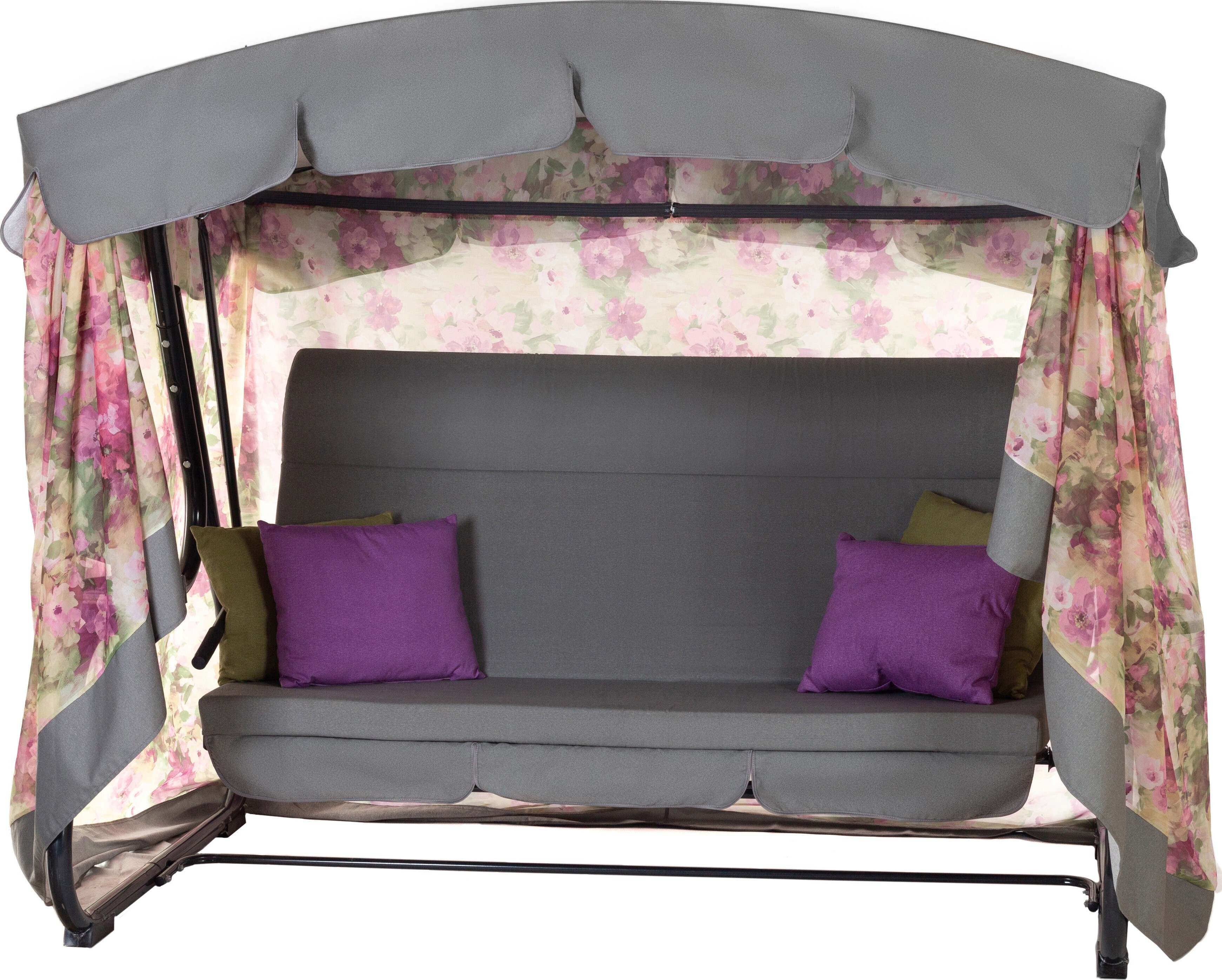 Изображение товара Садовые качели Элиз 3-х местные, серый/сиреневый