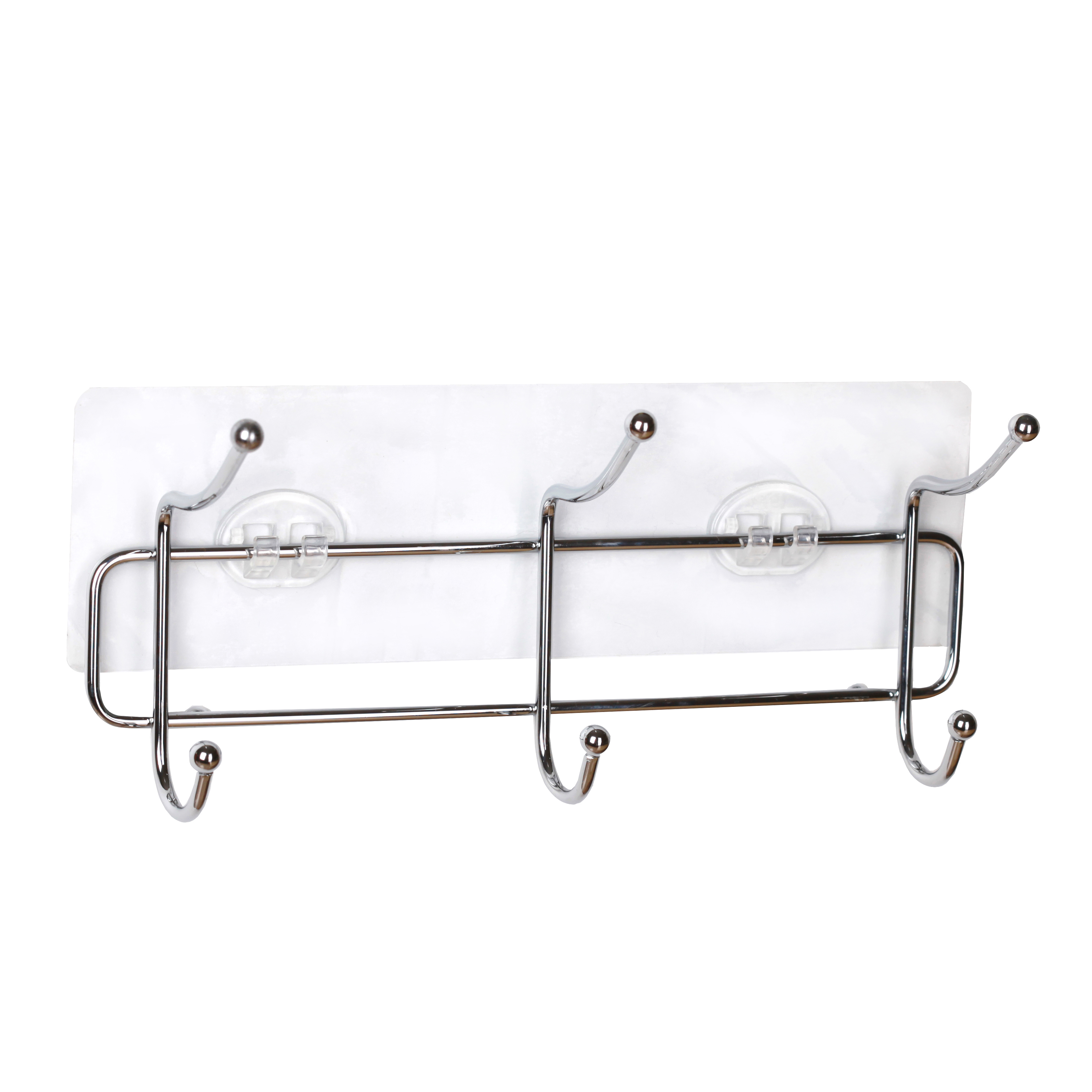 Изображение товара Планка 3 крючка Fest Icon самоклеящаяся хромированная сталь 70x240x100 мм