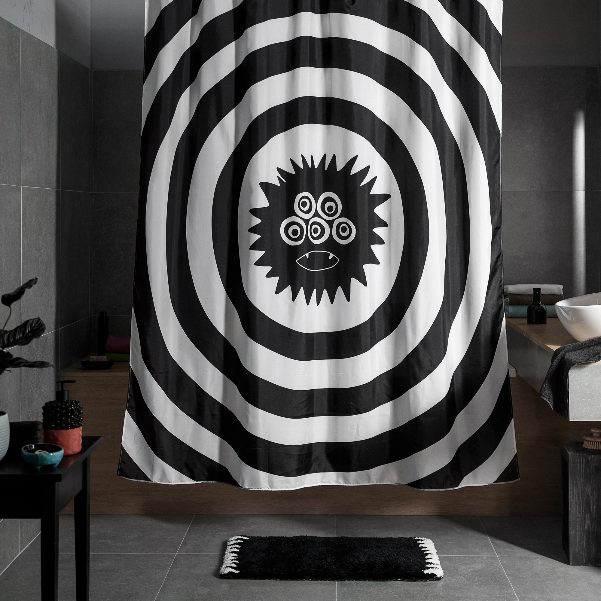 Изображение товара Шторка для ванной Irony 180х200 см черно-белая