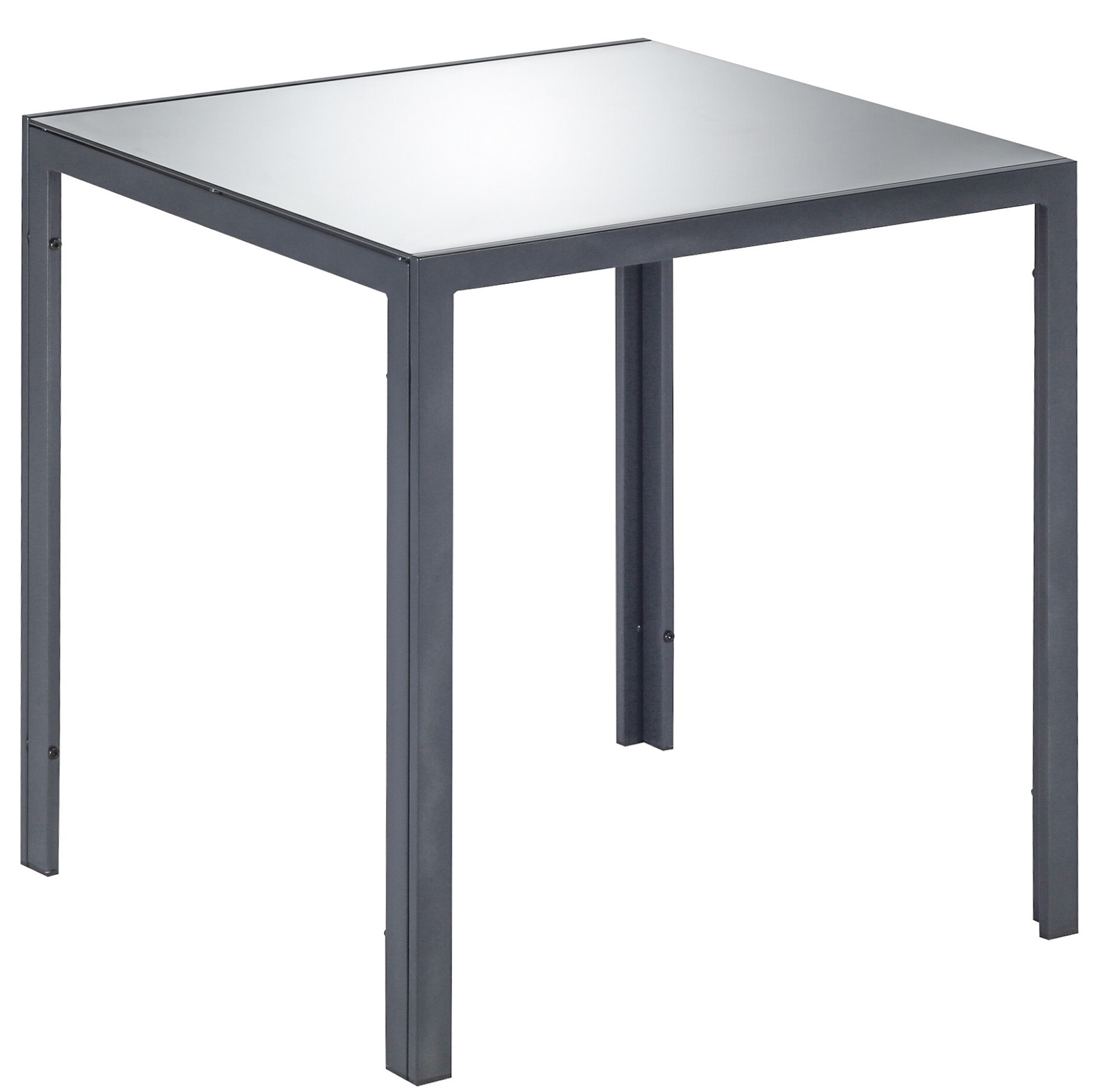 Изображение товара Садовый стол из стали и стекла 70x70 см серебристый квадратный легкий прочный