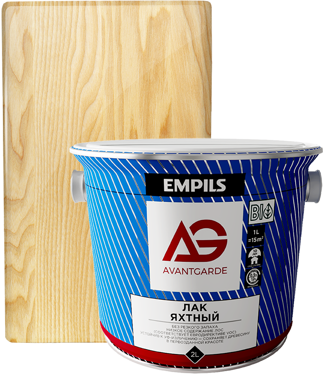 Изображение товара Яхтный лак Avantgarde 2 л полуматовый водный защитный лак для дерева