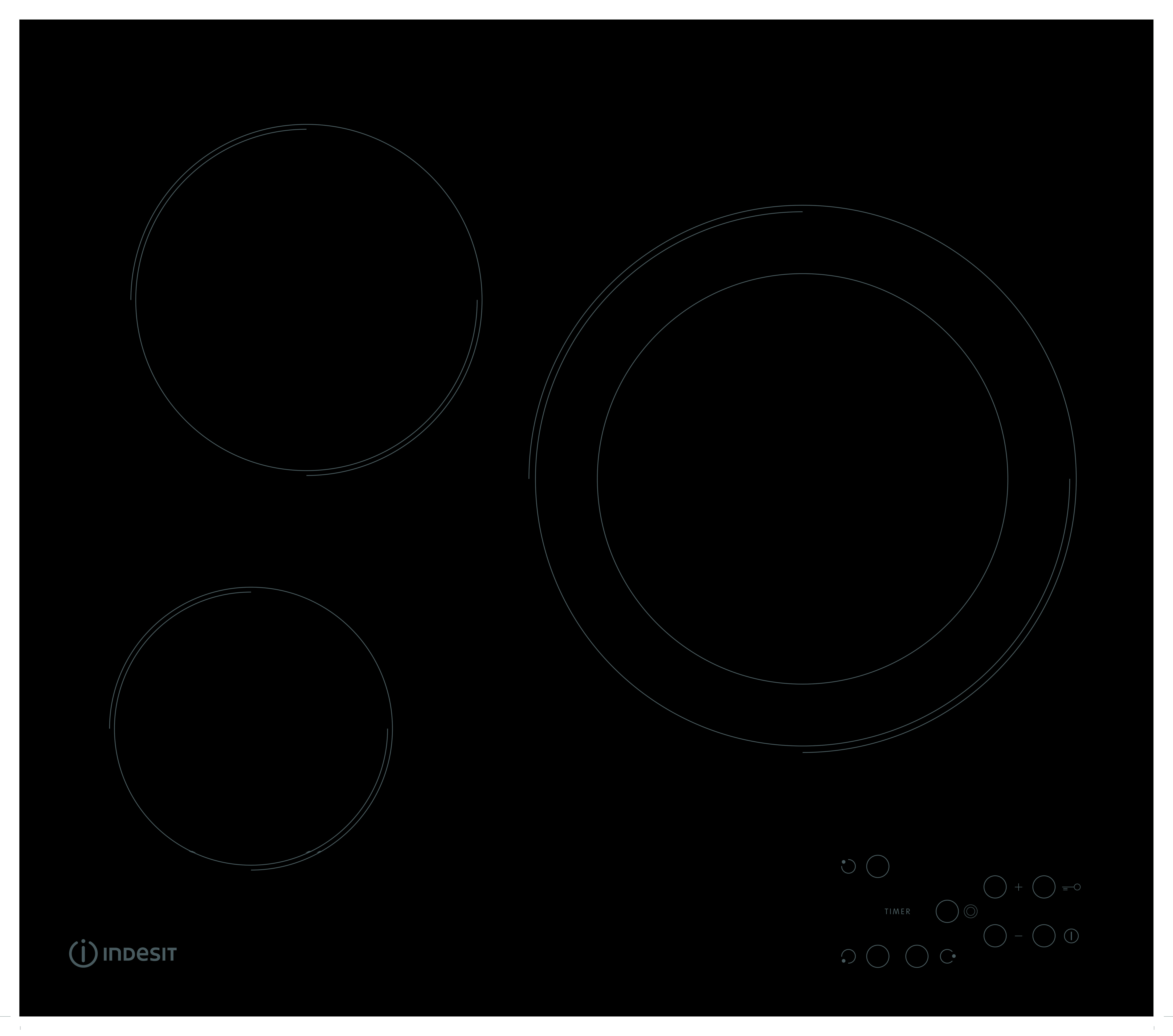 Изображение товара Варочная панель электрическая Indesit RI 360 C 3 конфорки 56x49 см цвет чёрный