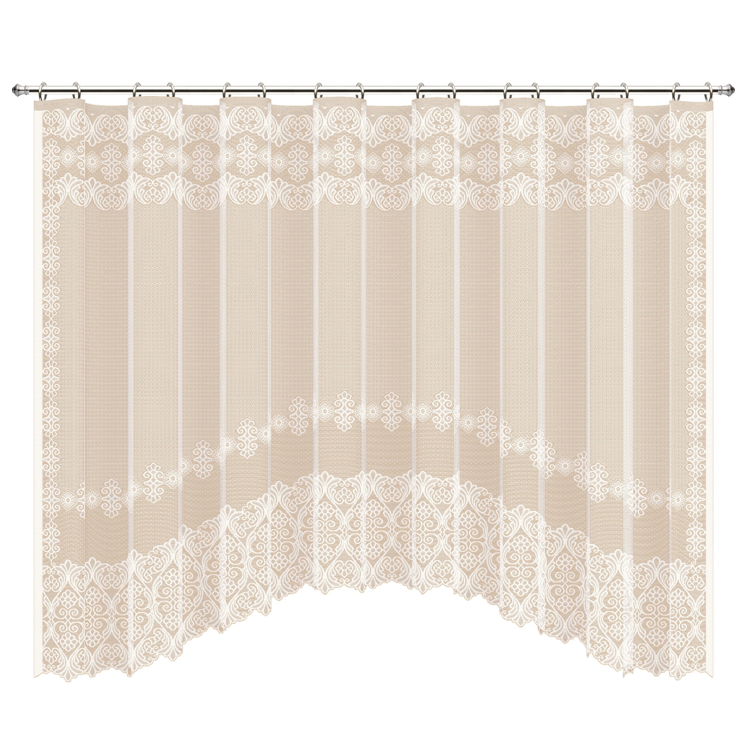 Изображение товара Занавеска для кухни на ленте Кружевница 285x165 см полиэстер цвет ванильный