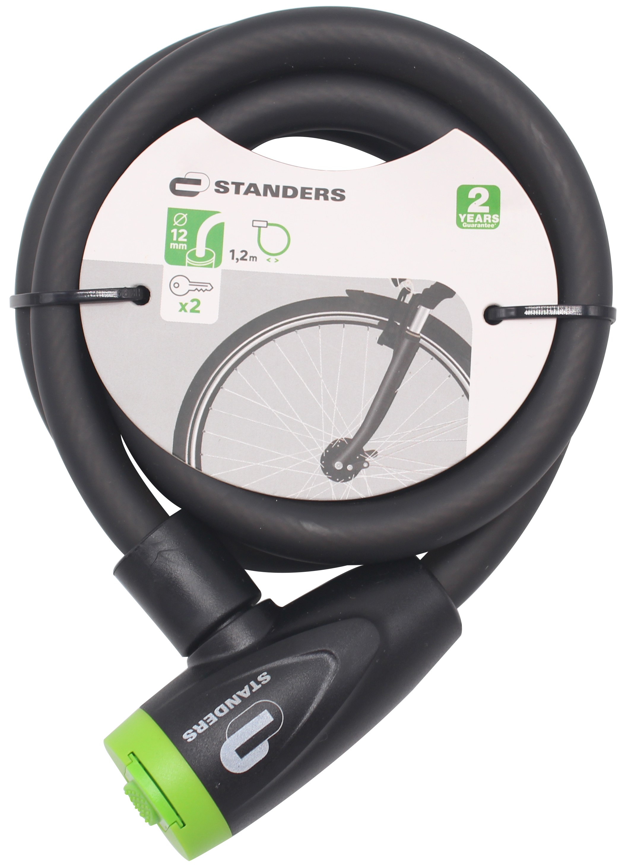 Велосипедный замок с ключом Standers, 12 мм, 120 см - 2