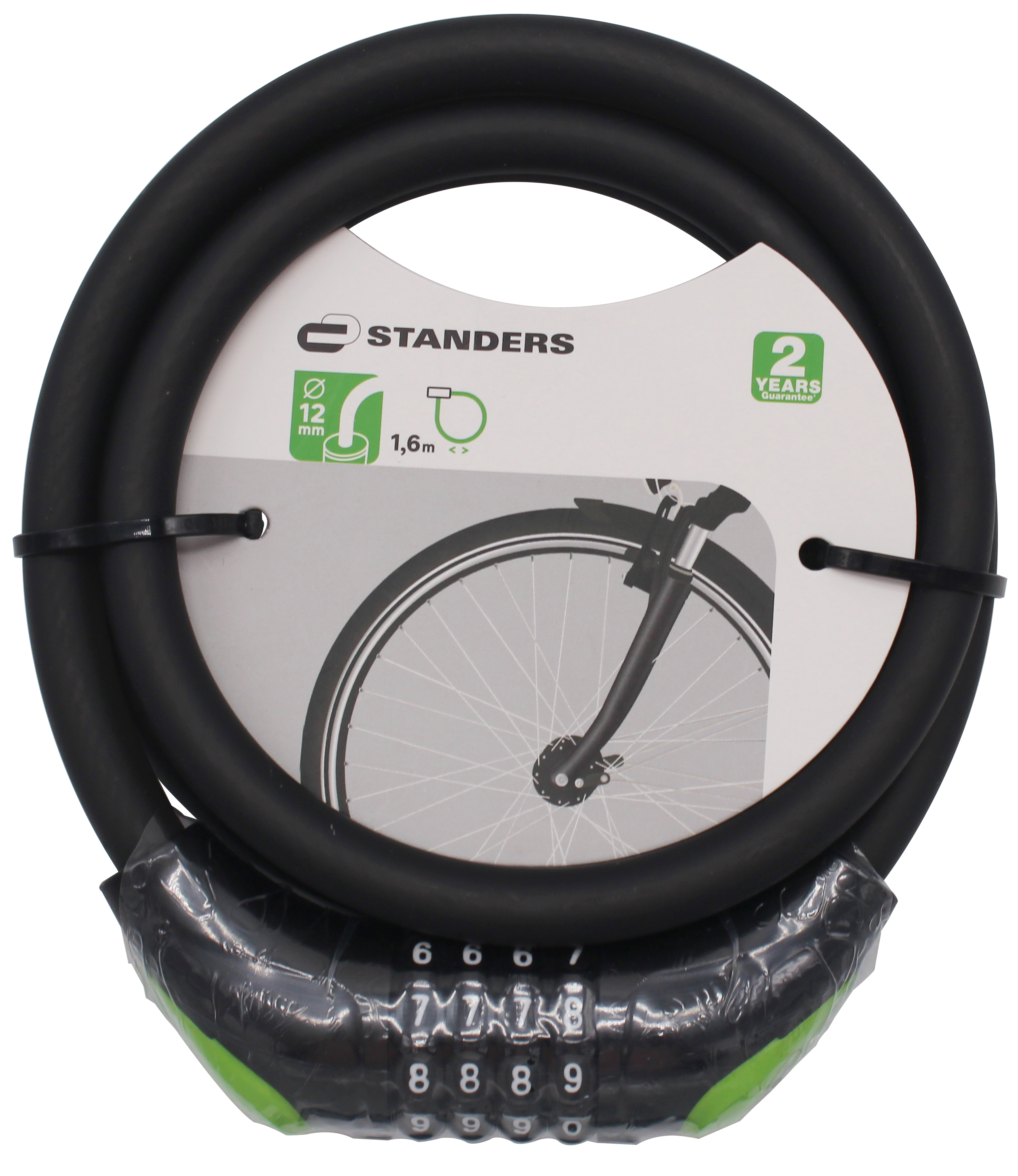 Велосипедный замок кодовый Standers, 12 мм, 160 см - 1