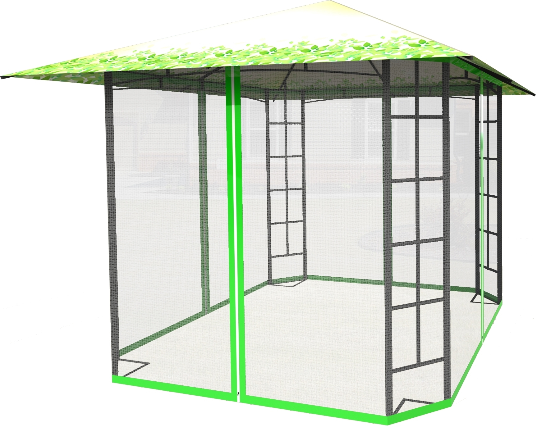 Изображение товара Шатер садовый с антимоскитной сеткой Ажур 3х3х2.65 м сталь зеленый (без штор)
