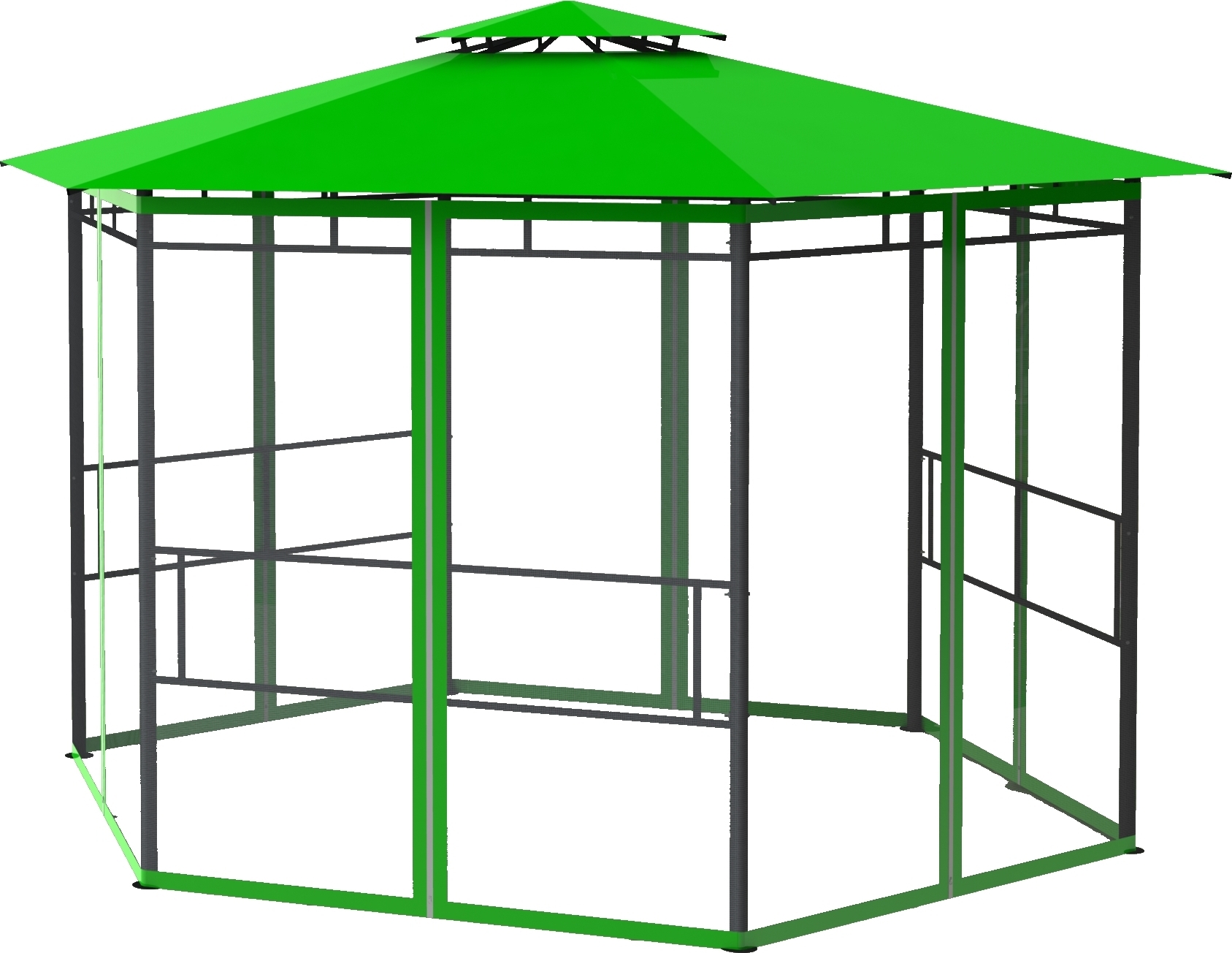 Изображение товара Шатер садовый с антимоскитной сеткой Отдых 4x4x2.59 м сталь зеленый (без штор)