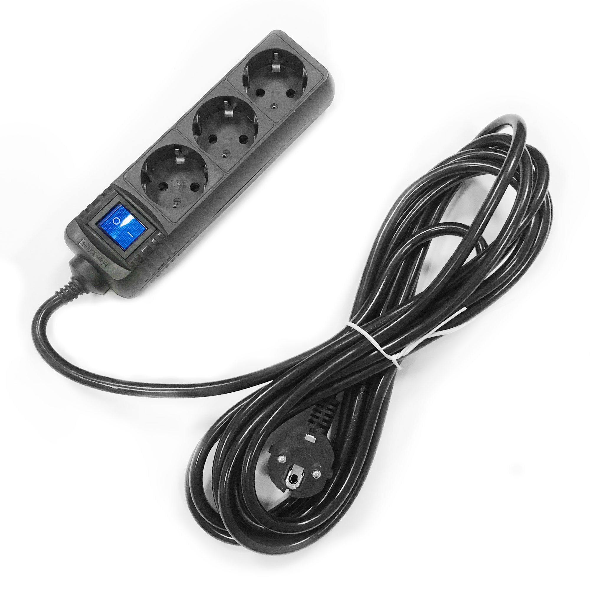 Изображение товара Удлинитель бытовой Skybeam 3 розетки заземление 3 м 3500 Вт черный