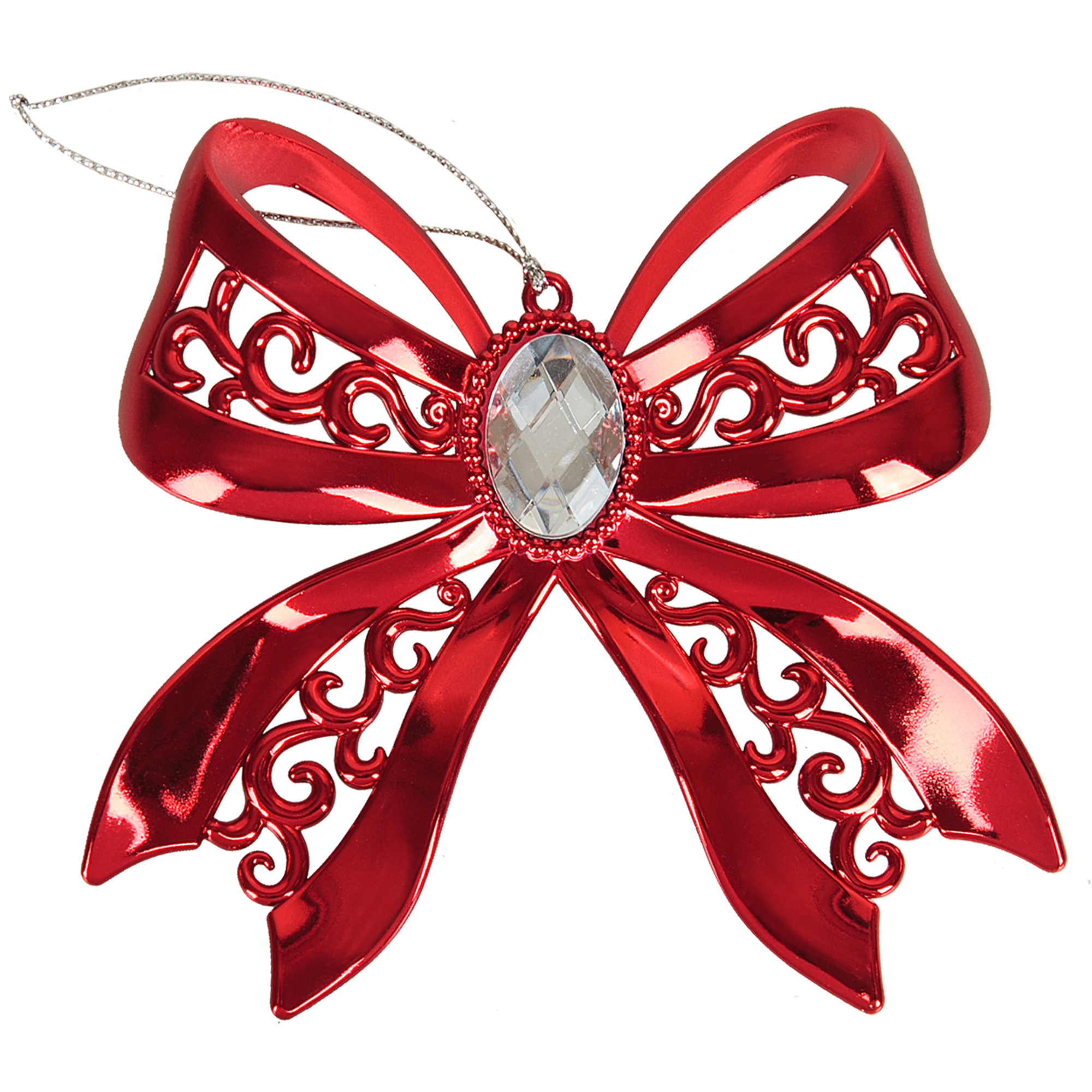 Изображение товара Украшение новогоднее Бант из пластика красного цвета