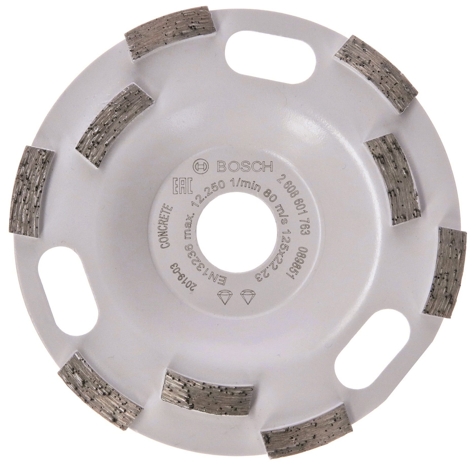 Изображение товара Чашка алмазная двухрядная по бетону Bosch 2608601763 125x22.2 мм Изображение товара Чашка алмазная двухрядная по бетону Bosch 2608601763 125x22.2 мм